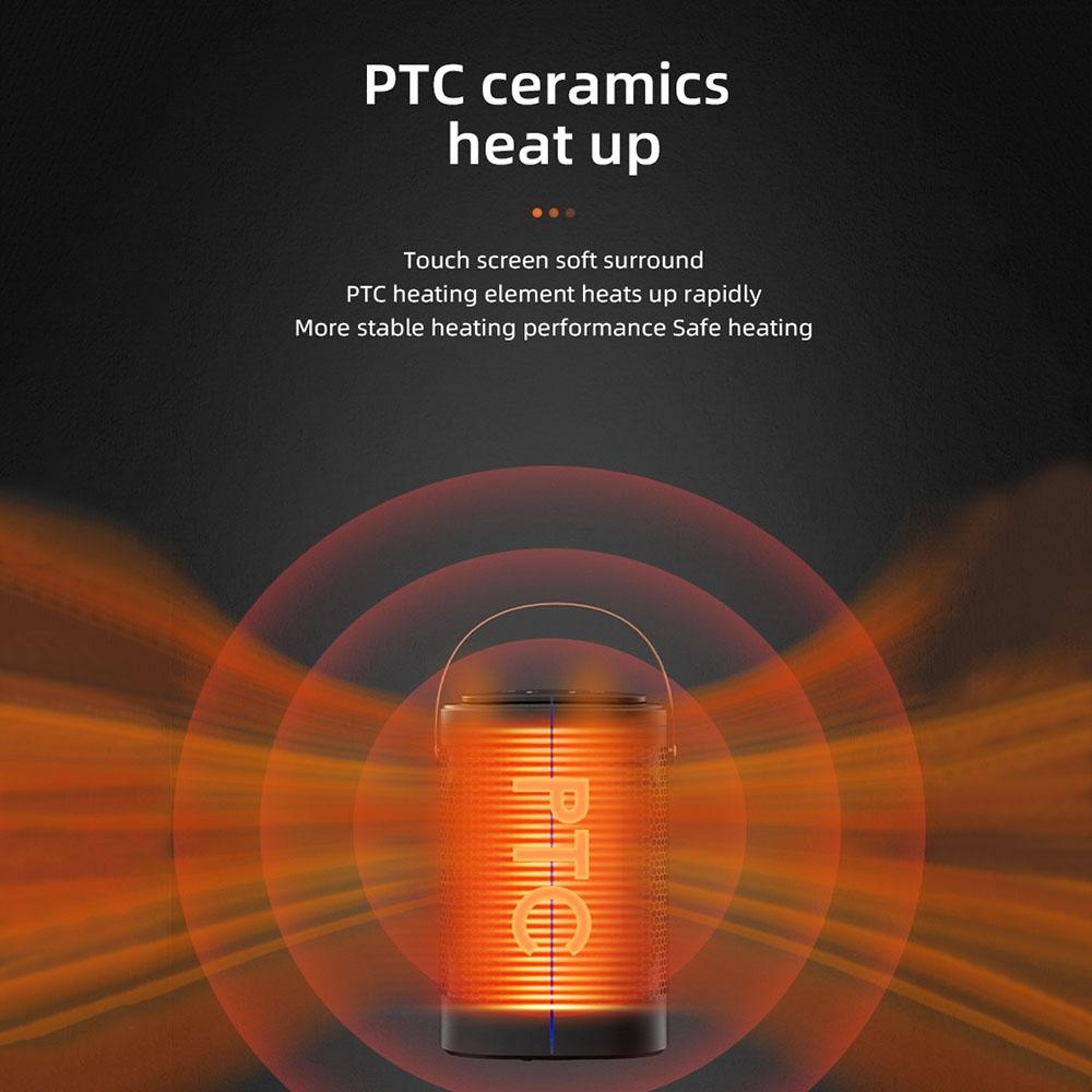 Portable PTC Heater With Remote Control  Touch Screen Desktop Space Heater 4