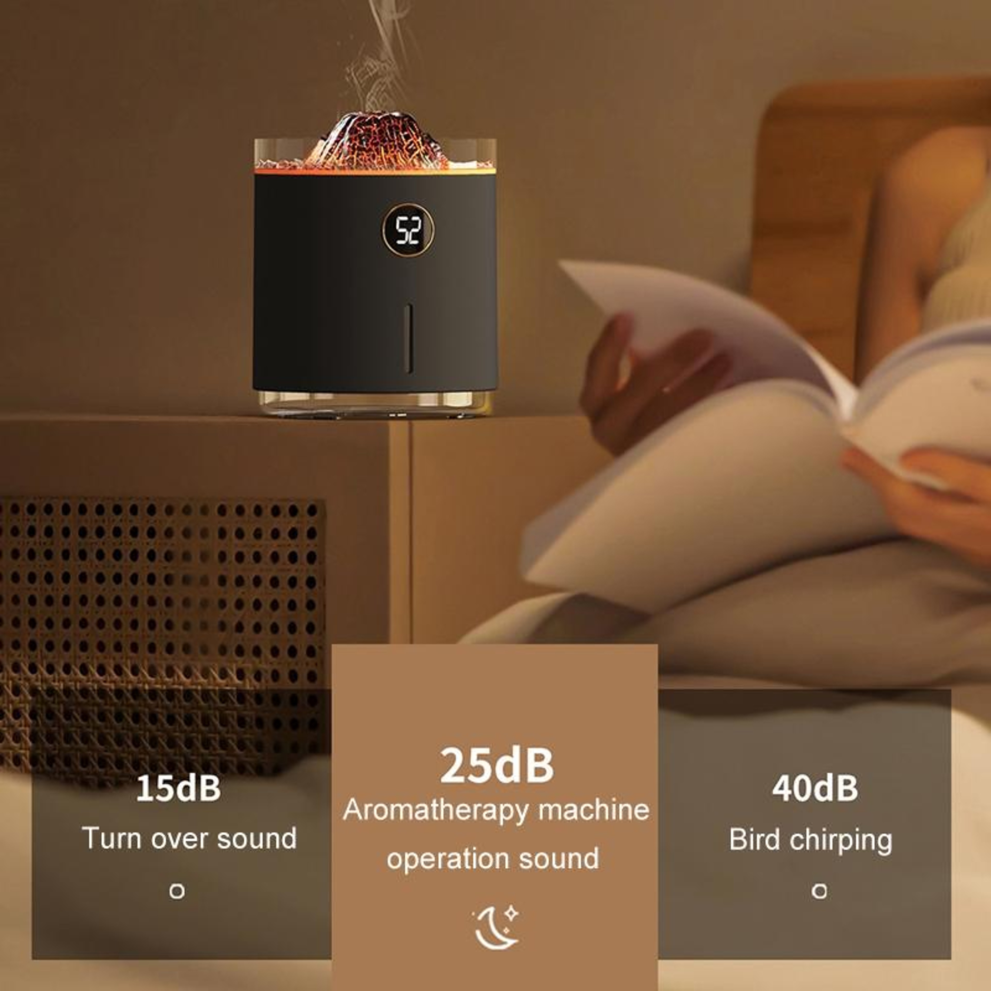 Volcano Diffuser Mini Aromatherapy Humidifier With LED Lava Effect 6