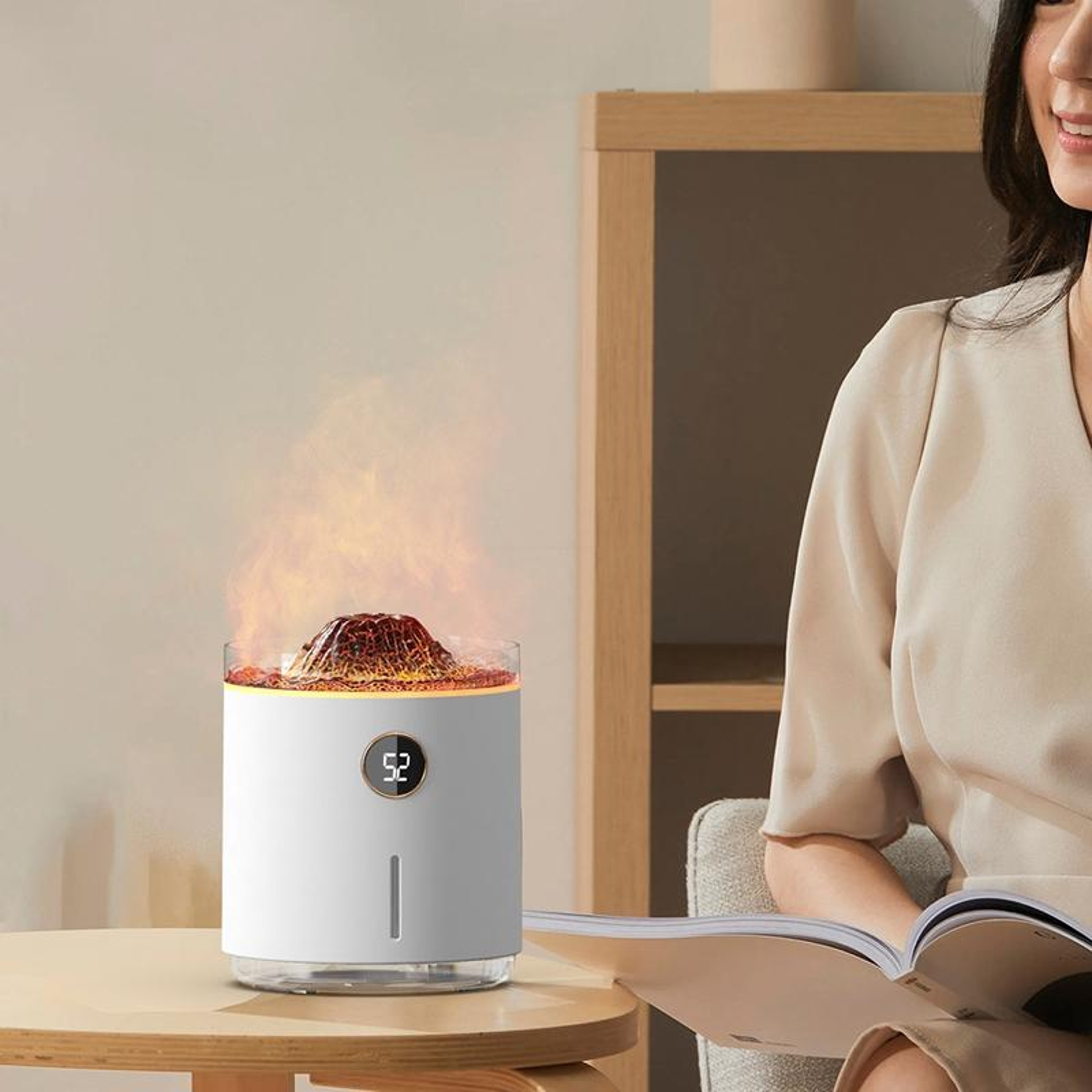 Volcano Diffuser Mini Aromatherapy Humidifier With LED Lava Effect 0