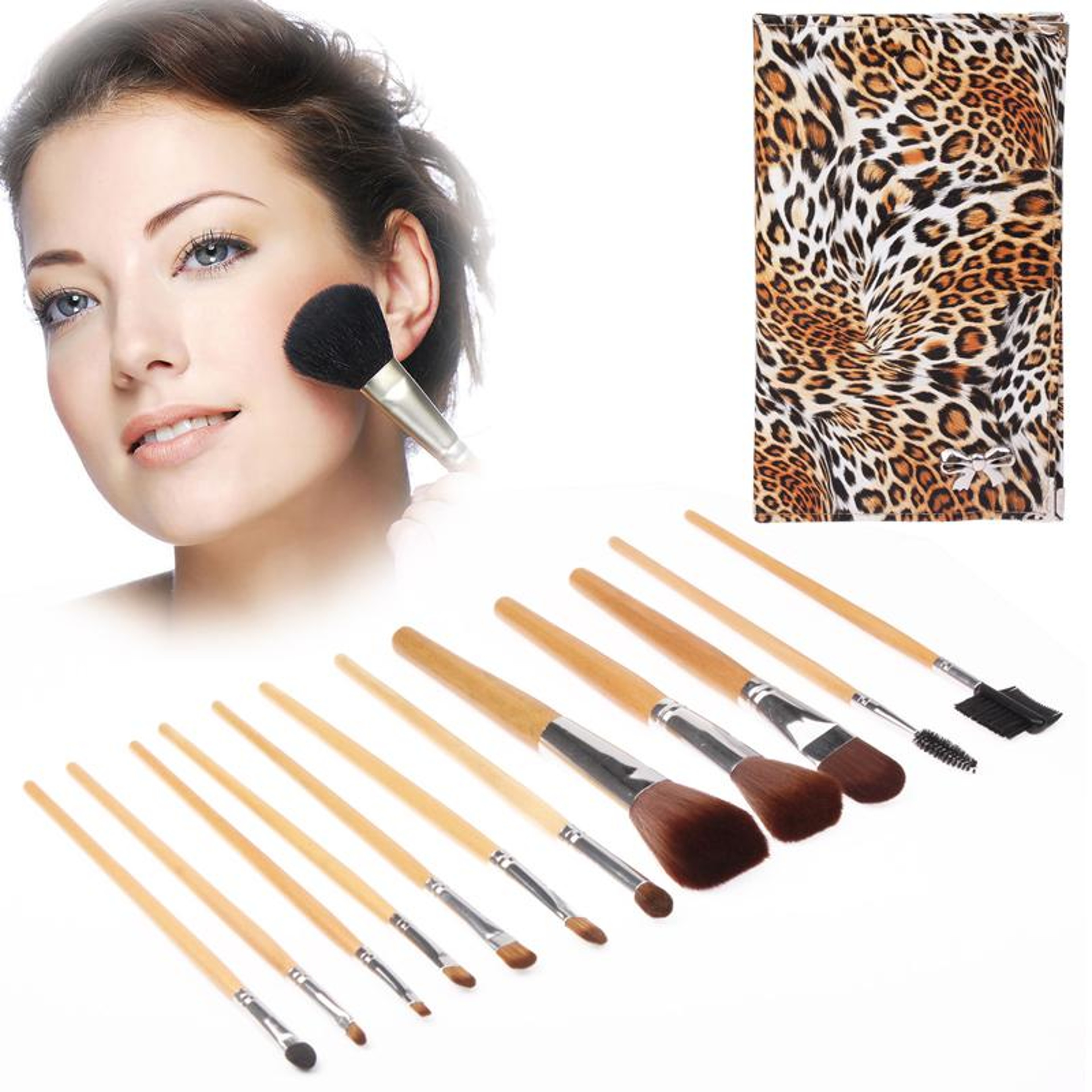 Foldable Makeup Brush Case With Cosmetic Brush Set Travel Organizer Bag 1