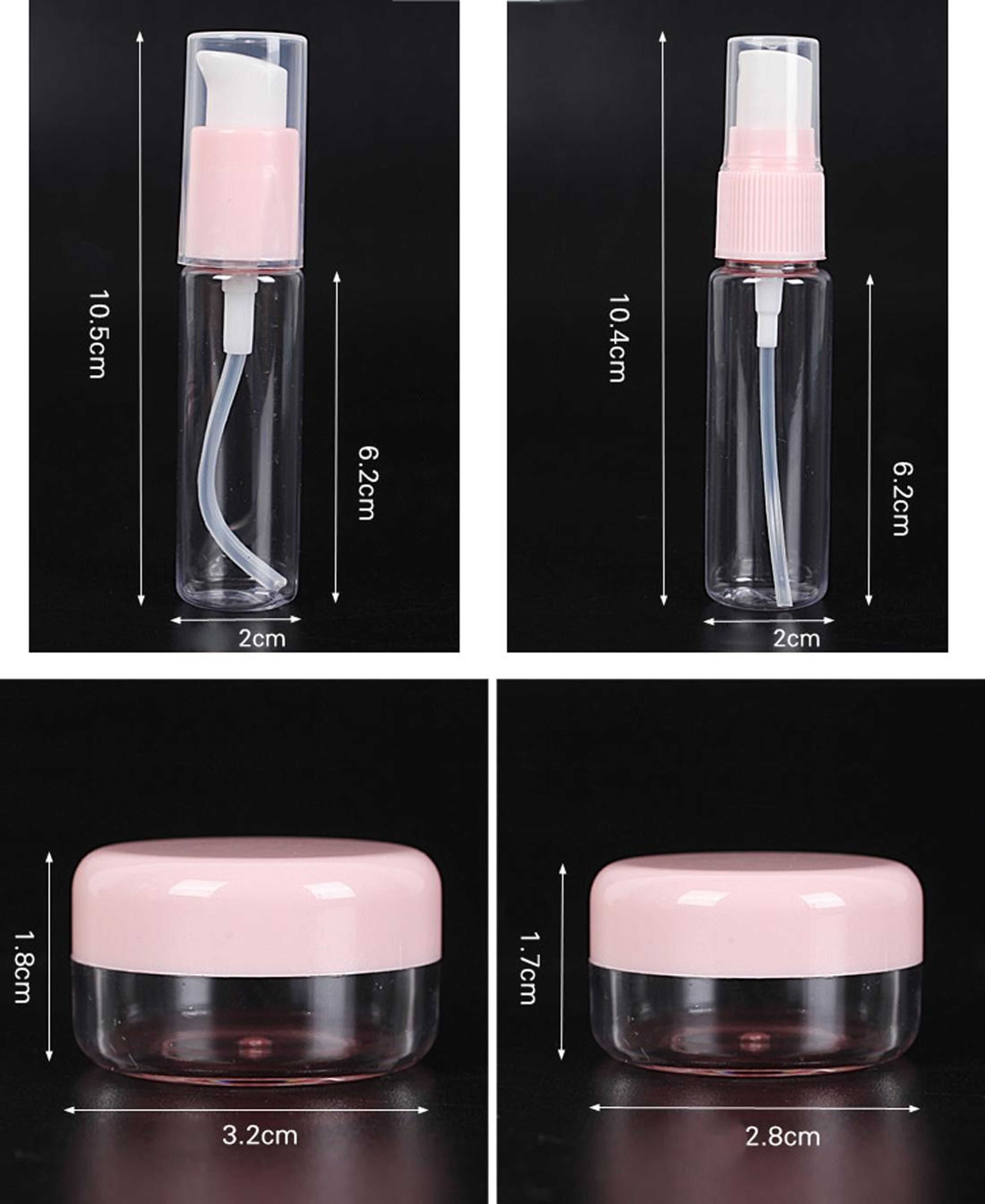 Travel Size Toiletry Bottles Set Pink Leakproof Cosmetic Containers Kit 2