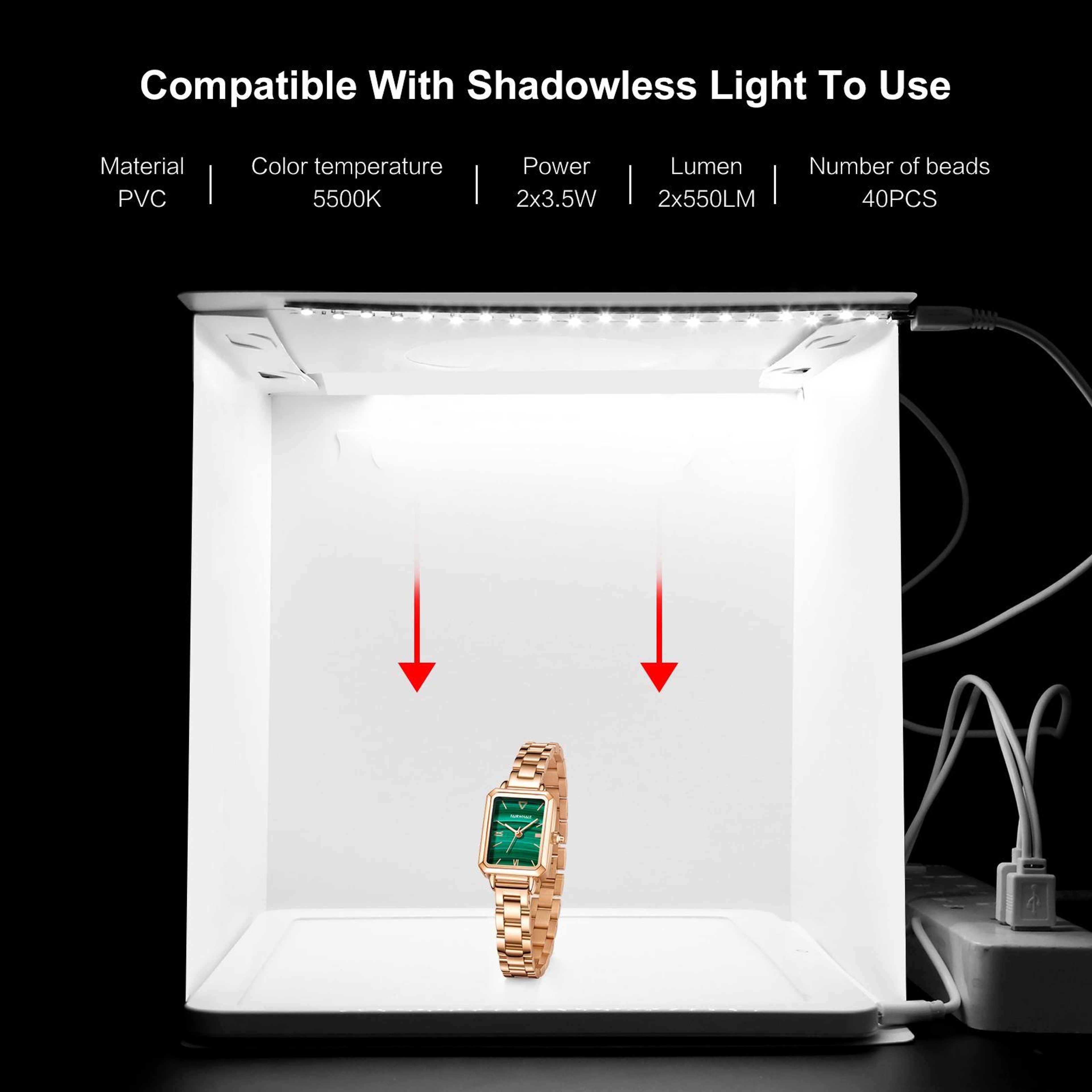 Portable LED Photo Light Box Studio Tent Kit  with Dual LED Panels and Backdrops for Product Photography – view 8