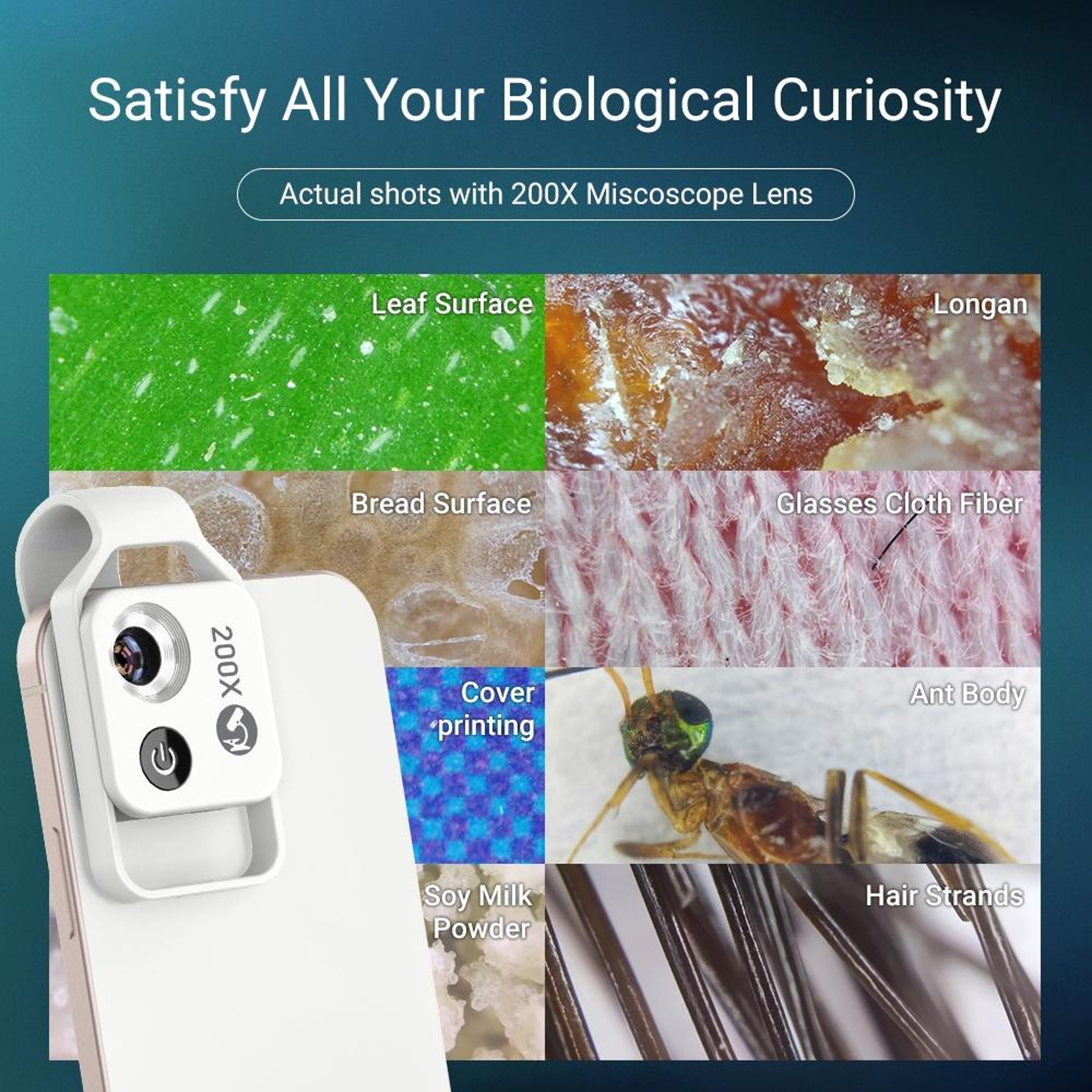 Smartphone Microscope Lens With CPL  LED Light For Kids Science Exploration 3