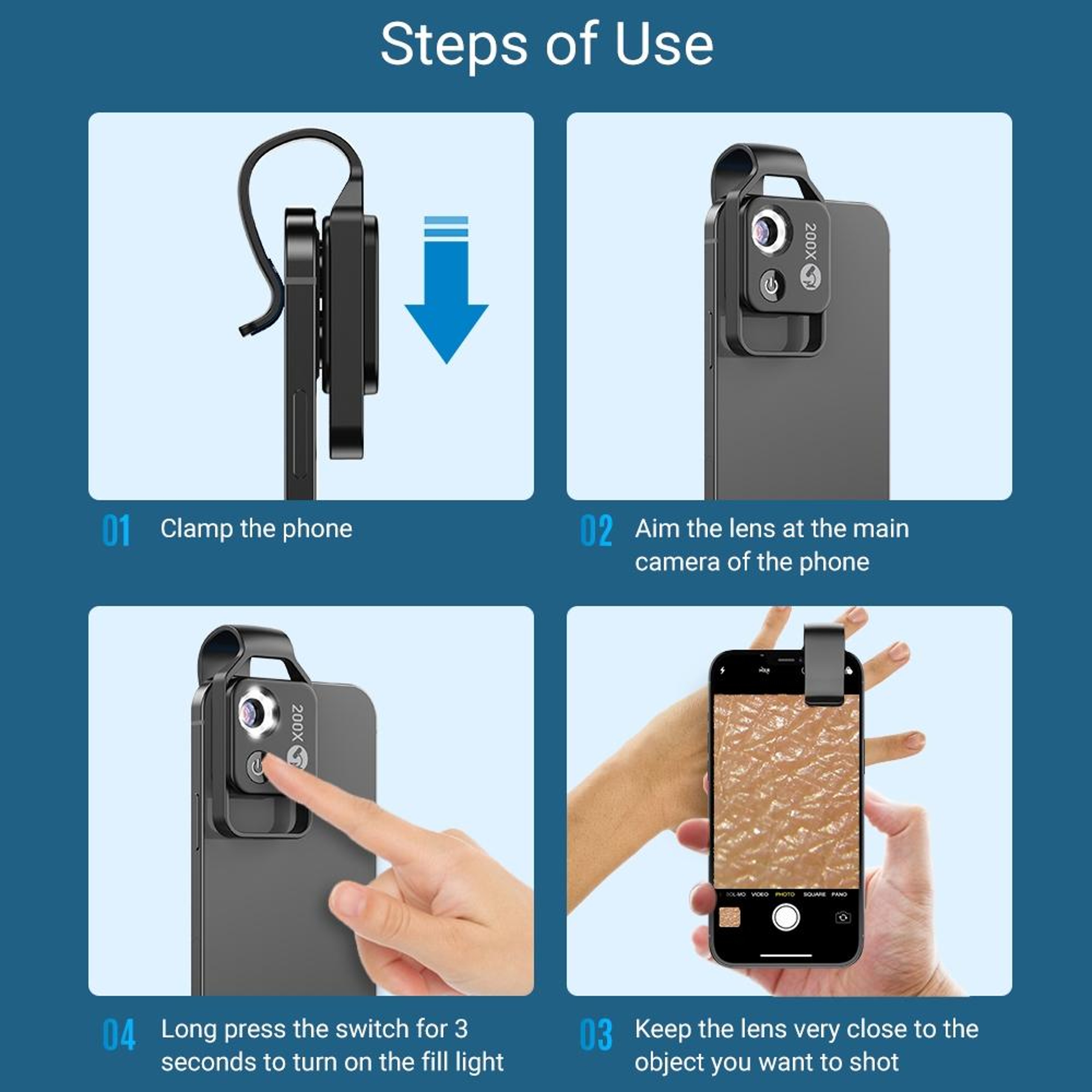 Smartphone Microscope Lens With CPL  LED Light For Kids Science Exploration 7
