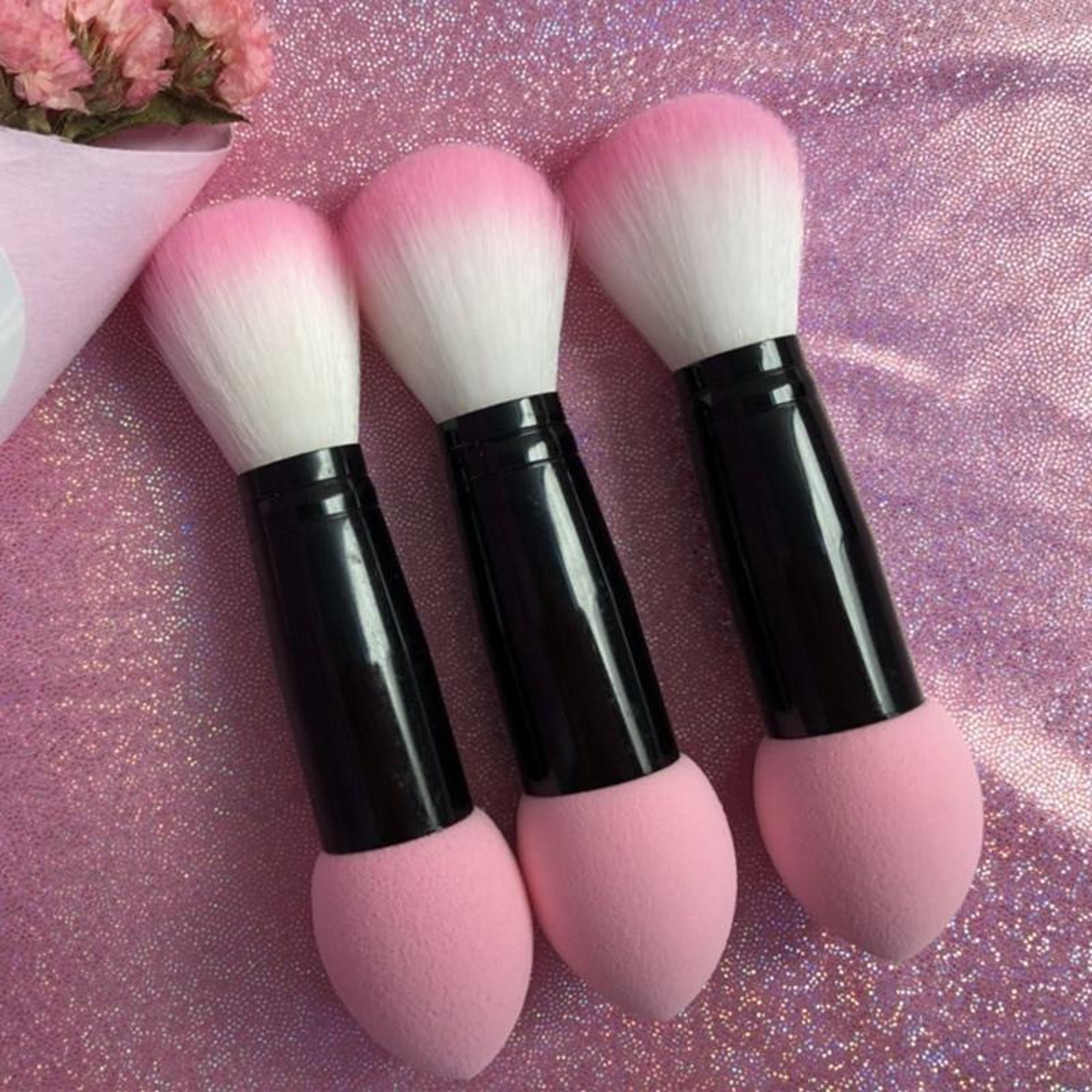 Dual End Makeup Brush Set with Powder Puff for Flawless Blending – view 1