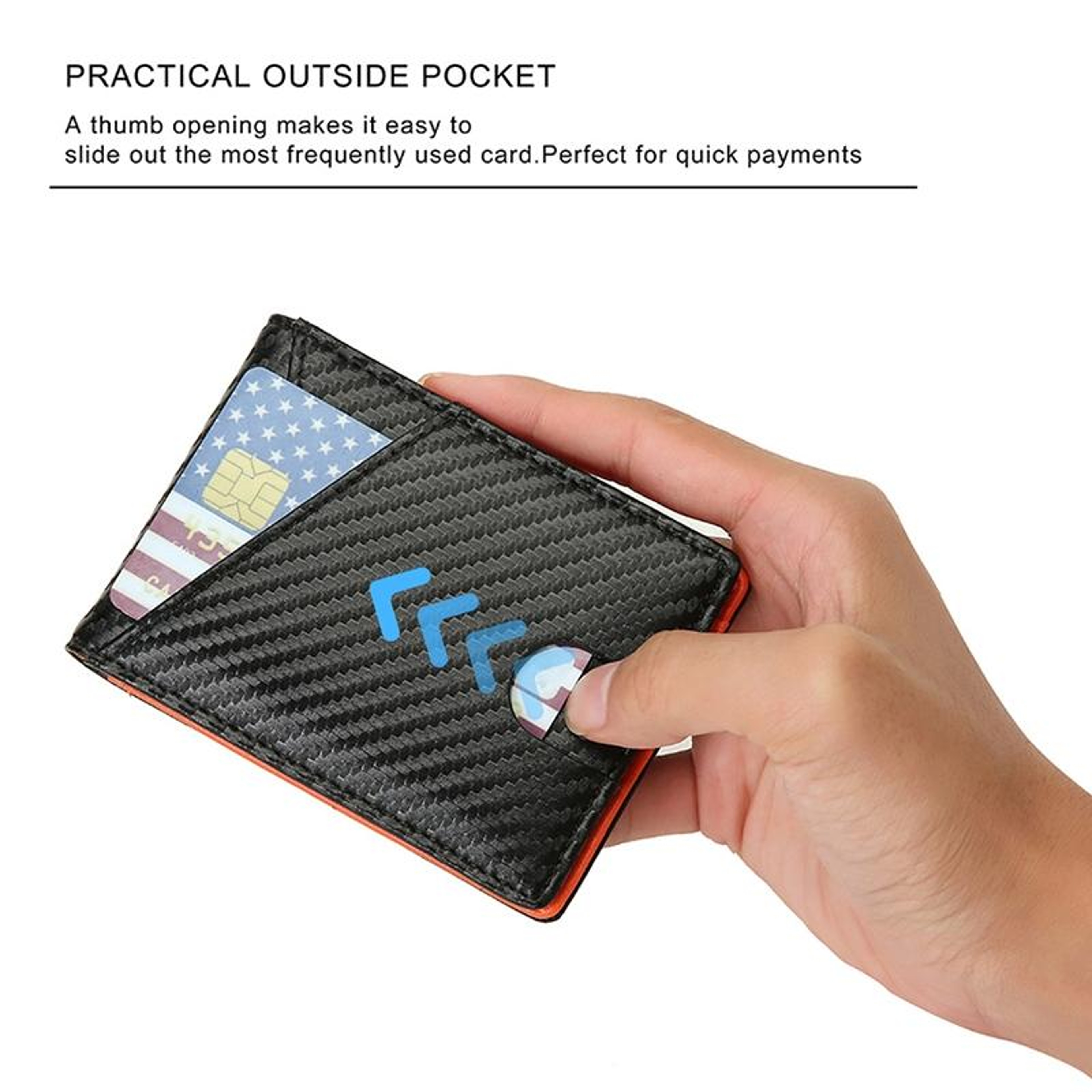 Slim RFID Blocking Carbon Fiber Wallet for Men with Money Clip – view 6