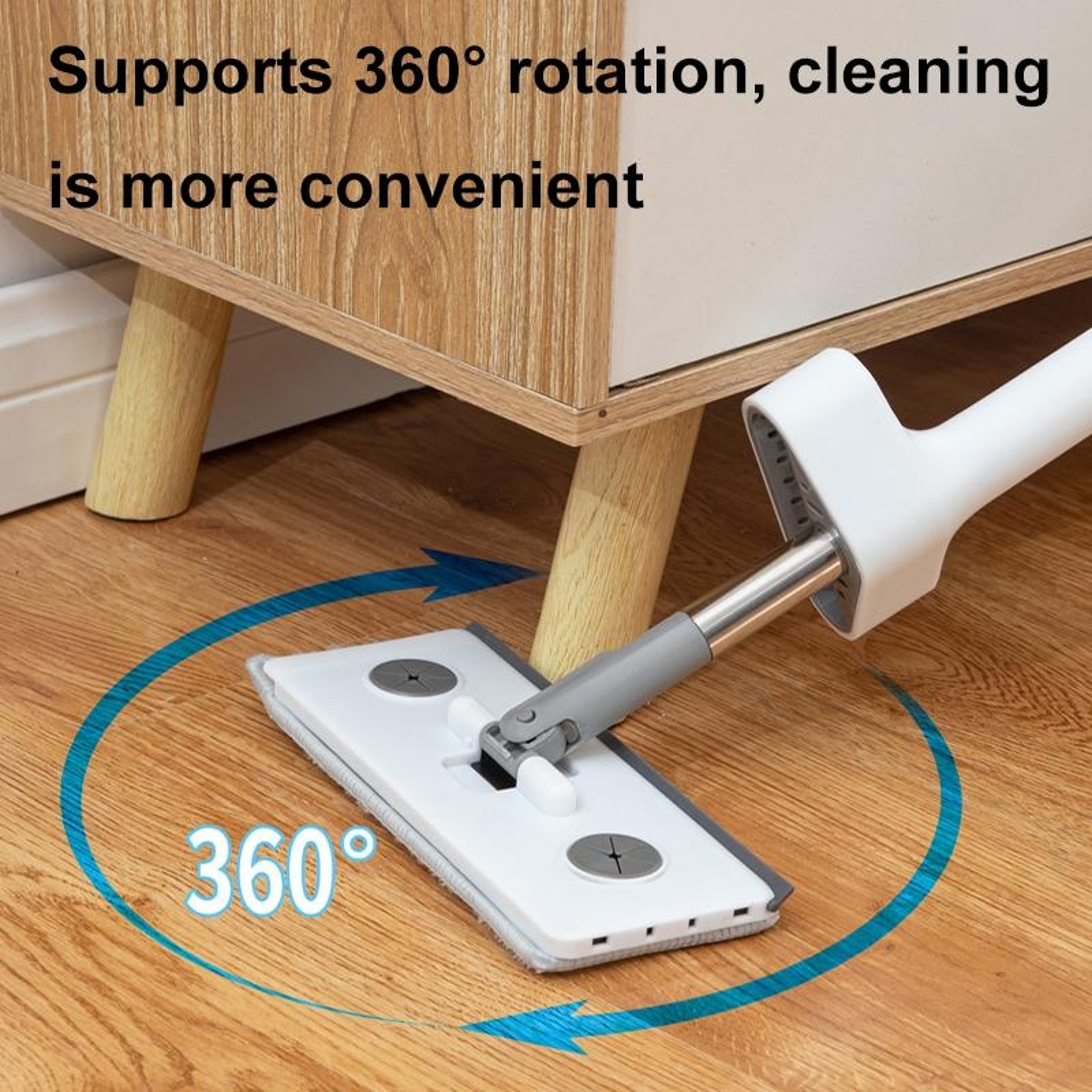Mini Mop Hands Free Glass Cleaner Mop with Rotating Head and Silicone Scraper – view 3