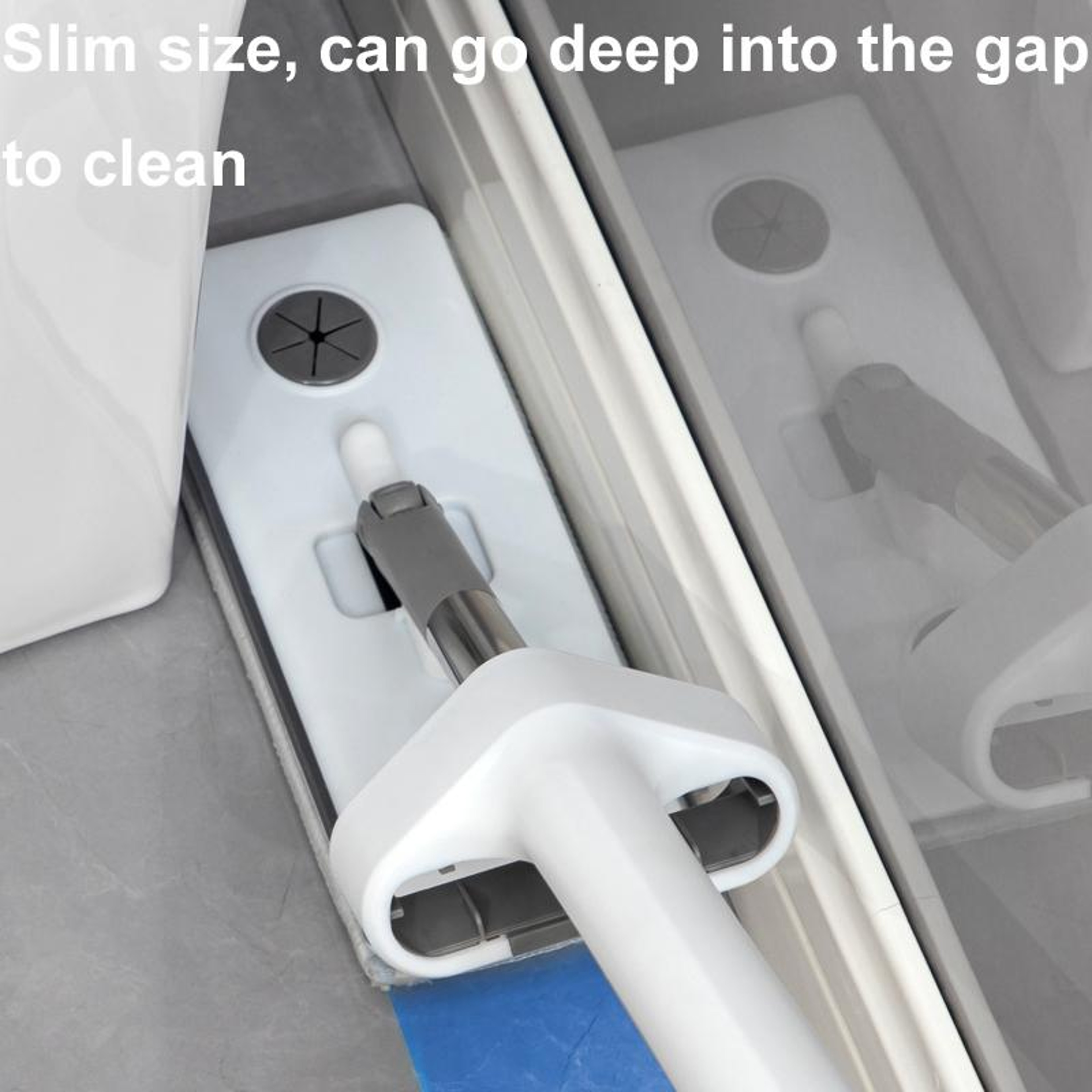 Mini Mop Hands Free Glass Cleaner Mop with Rotating Head and Silicone Scraper – view 5