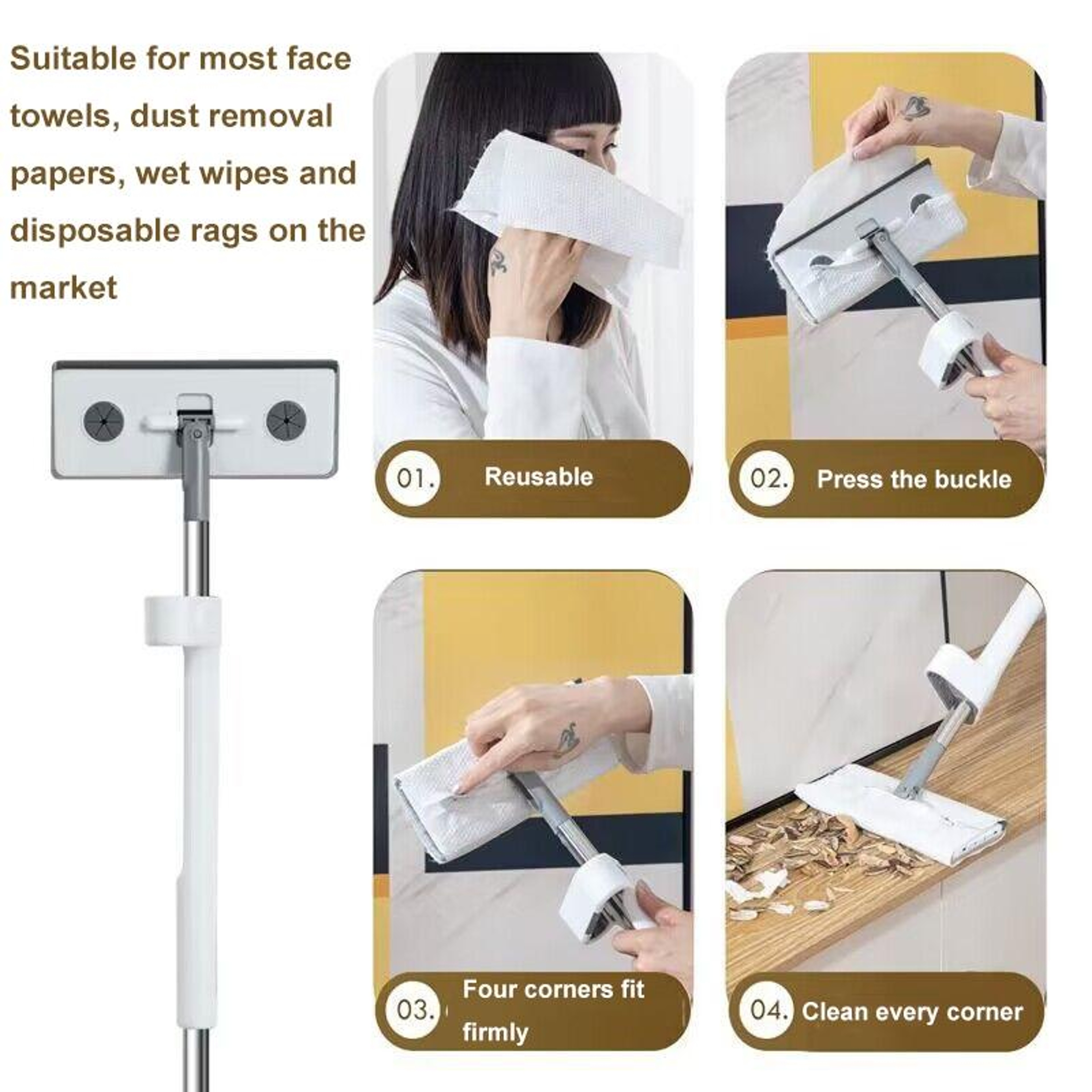 Mini Mop Hands Free Glass Cleaner Mop with Rotating Head and Silicone Scraper – view 8