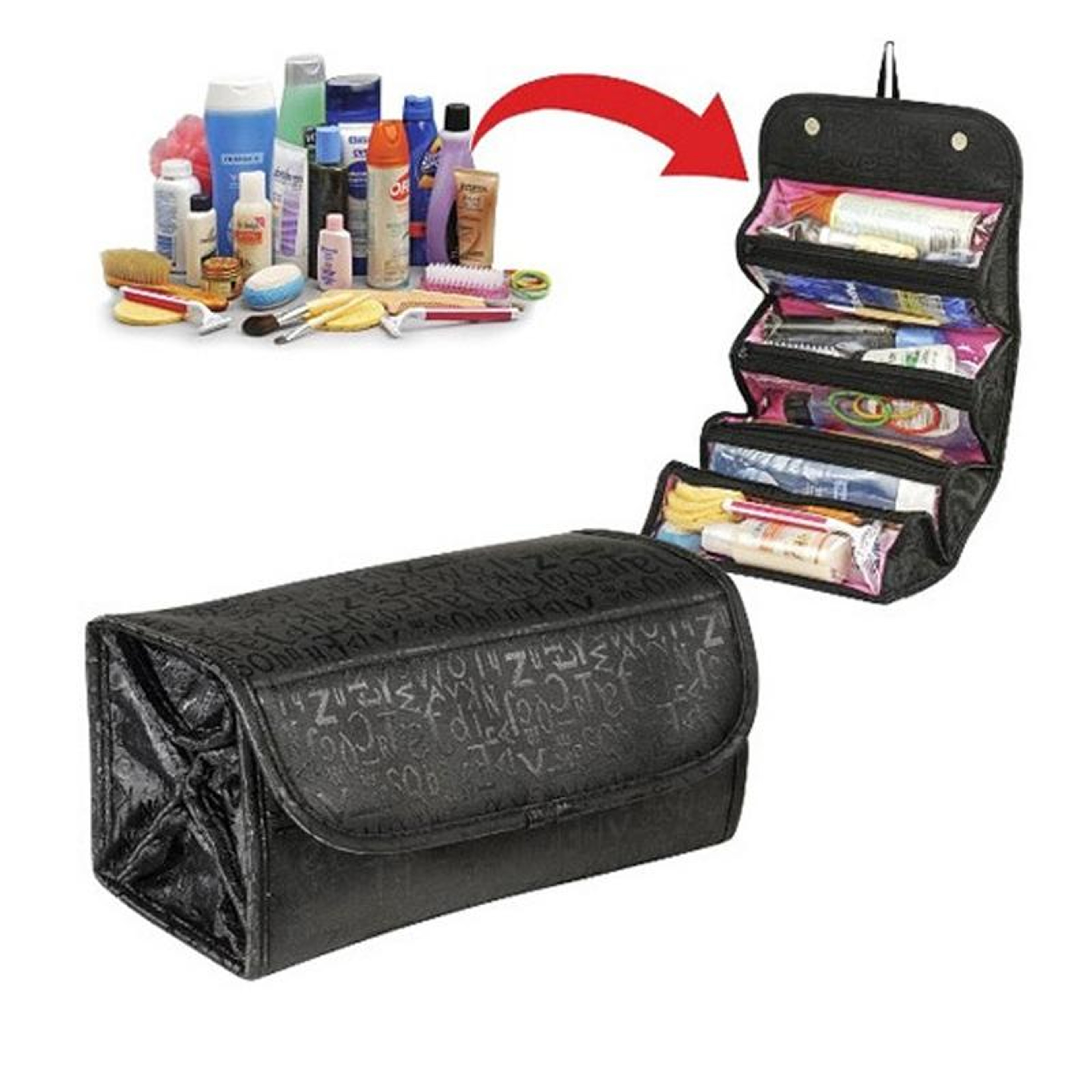 Travel Hanging Makeup Organizer Bag With 4 Compartments Compact Cosmetic Travel Bag For Toiletries  1