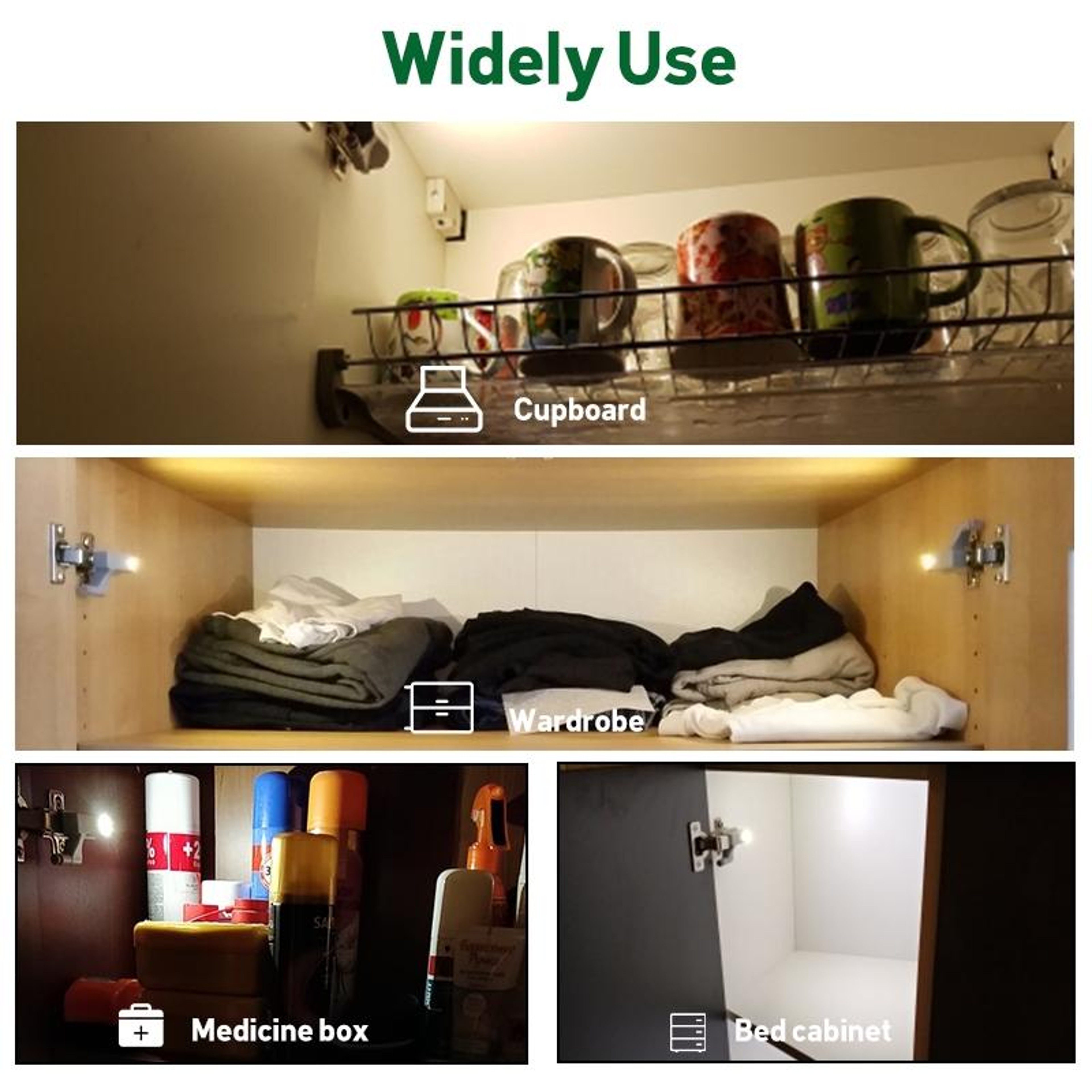 Smart Cabinet Hinge LED Light Auto Sensor Night Light For Cupboards Closets 9