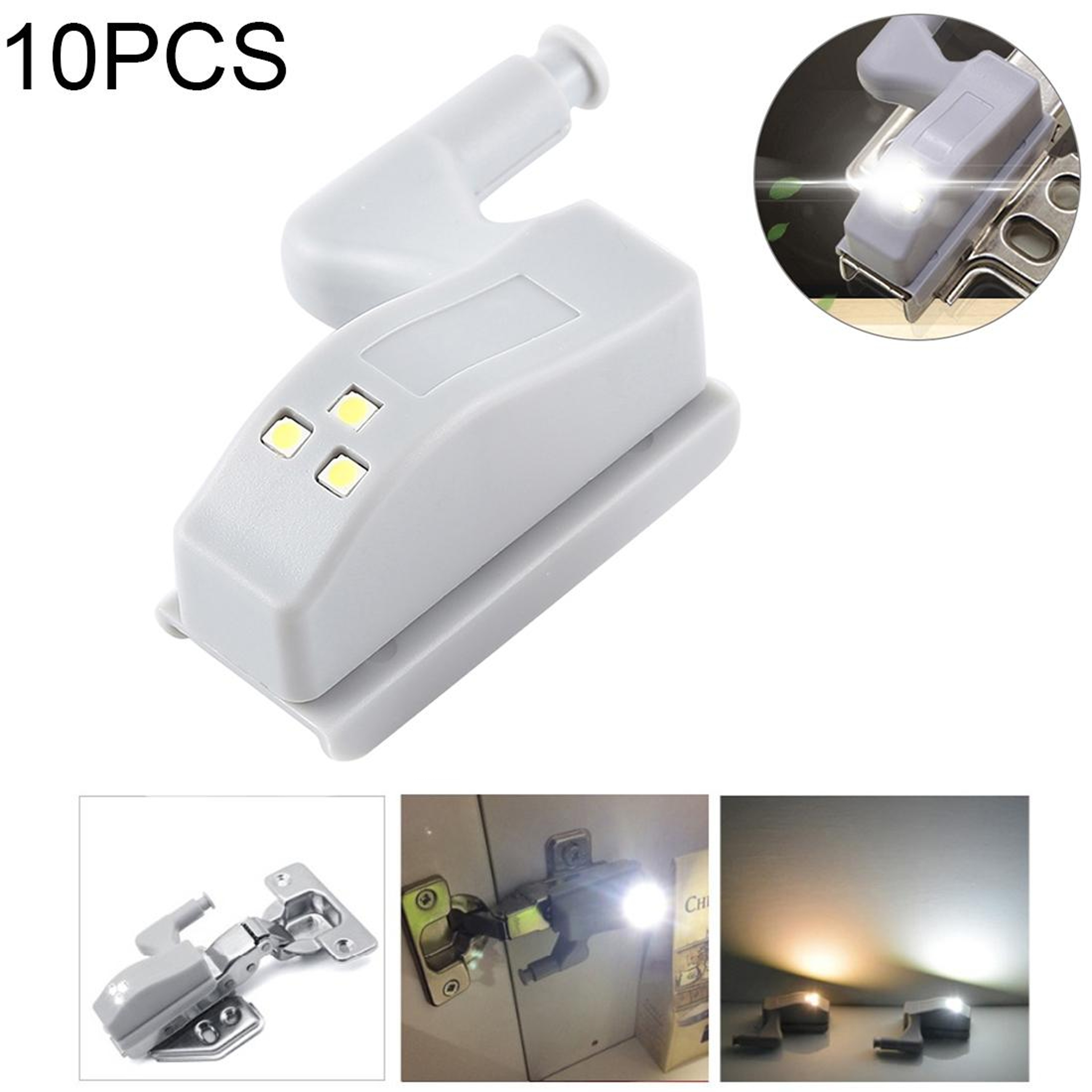 Smart Cabinet Hinge LED Light Auto Sensor Night Light For Cupboards Closets 10