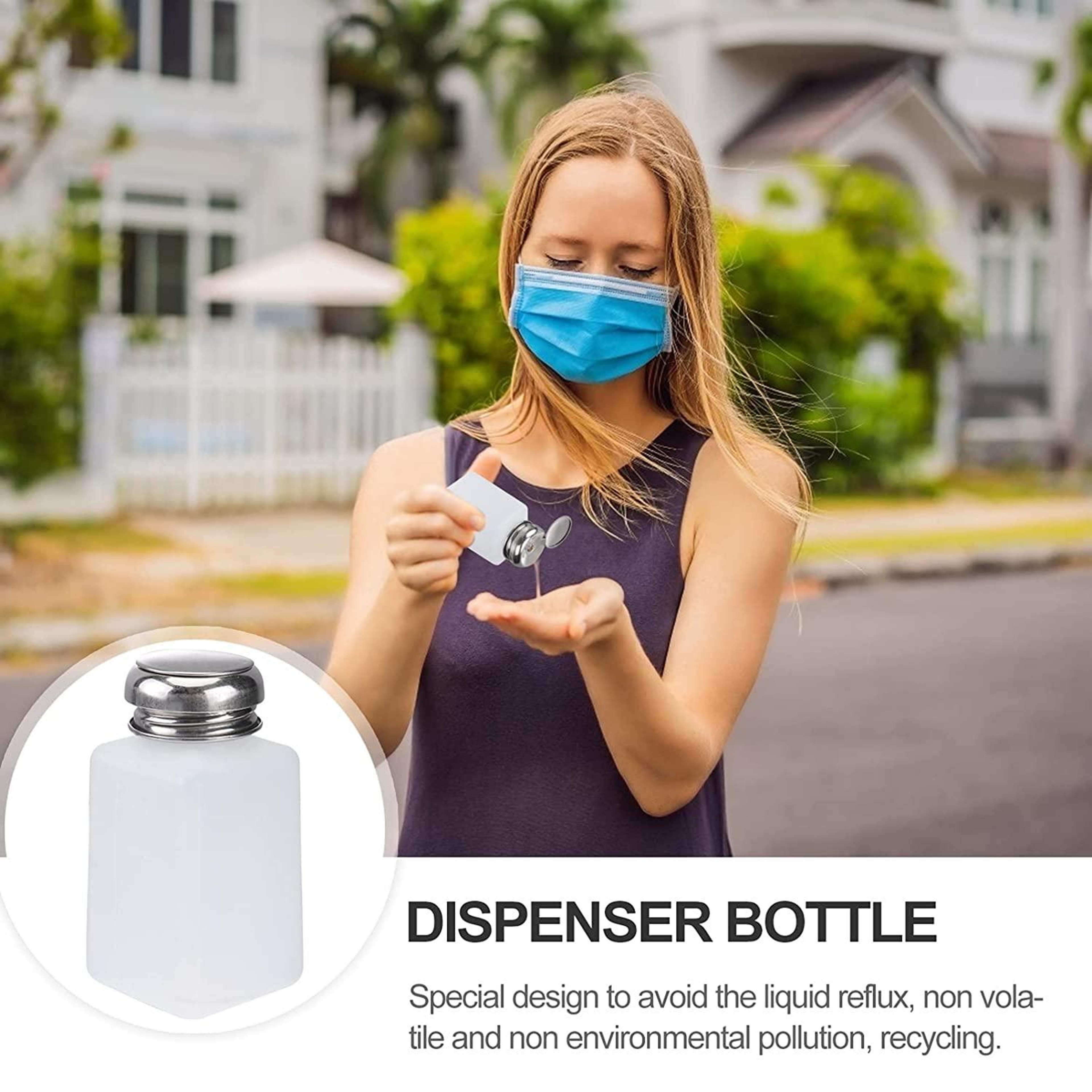 Push Down Pump Bottle Alcohol Dispenser For Nail Polish Remover Refillable Liquid Pump Dispenser 6