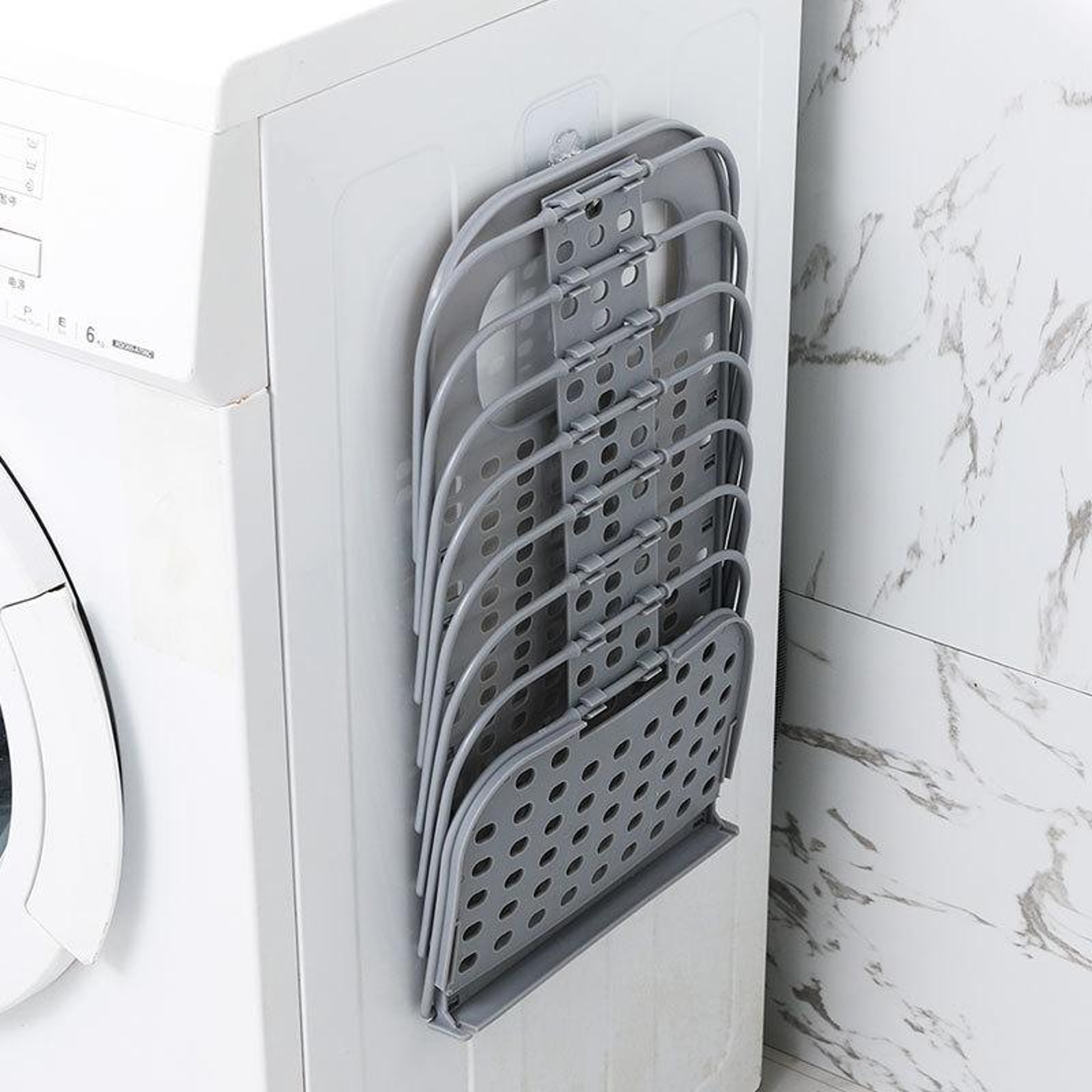 Perforation-Free Wall Mounted Folding Laundry Hamper & Storage Basket for Bathroom Organization – view 5