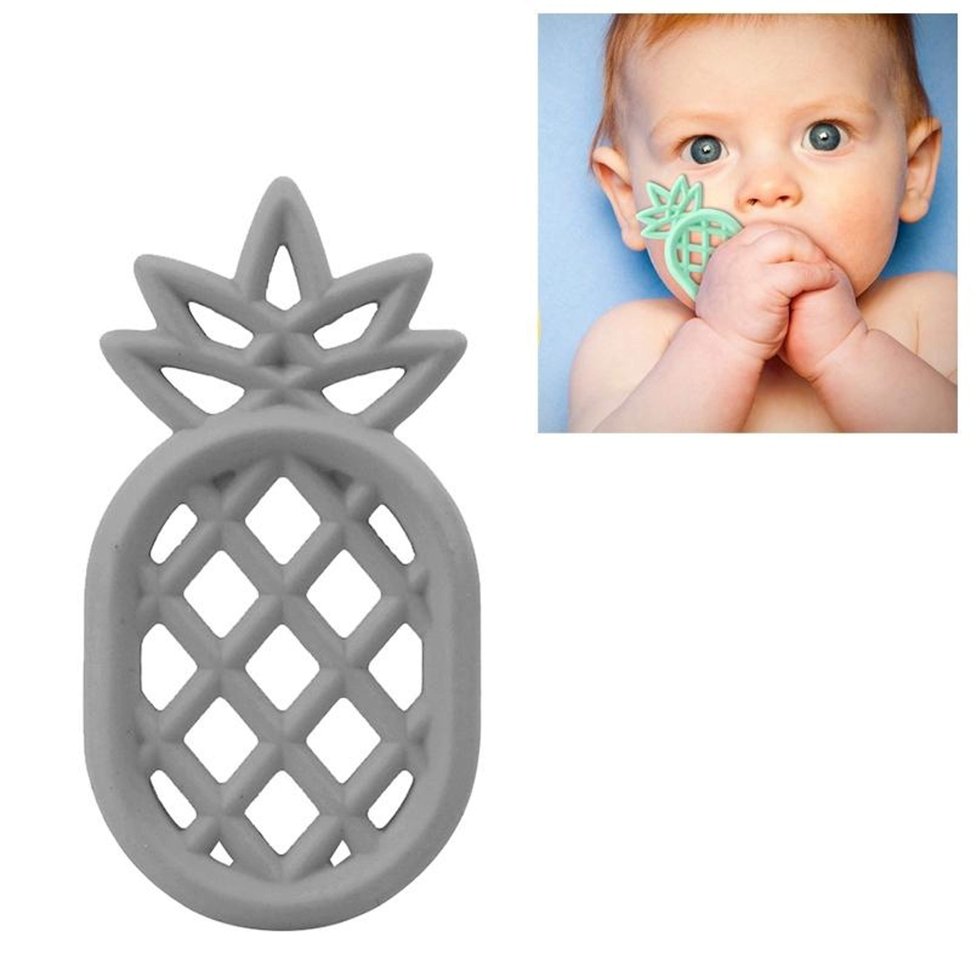 Pineapple Silicone Baby Teether Pendant Toy  Safe Teething Relief Soothing Necklace 10