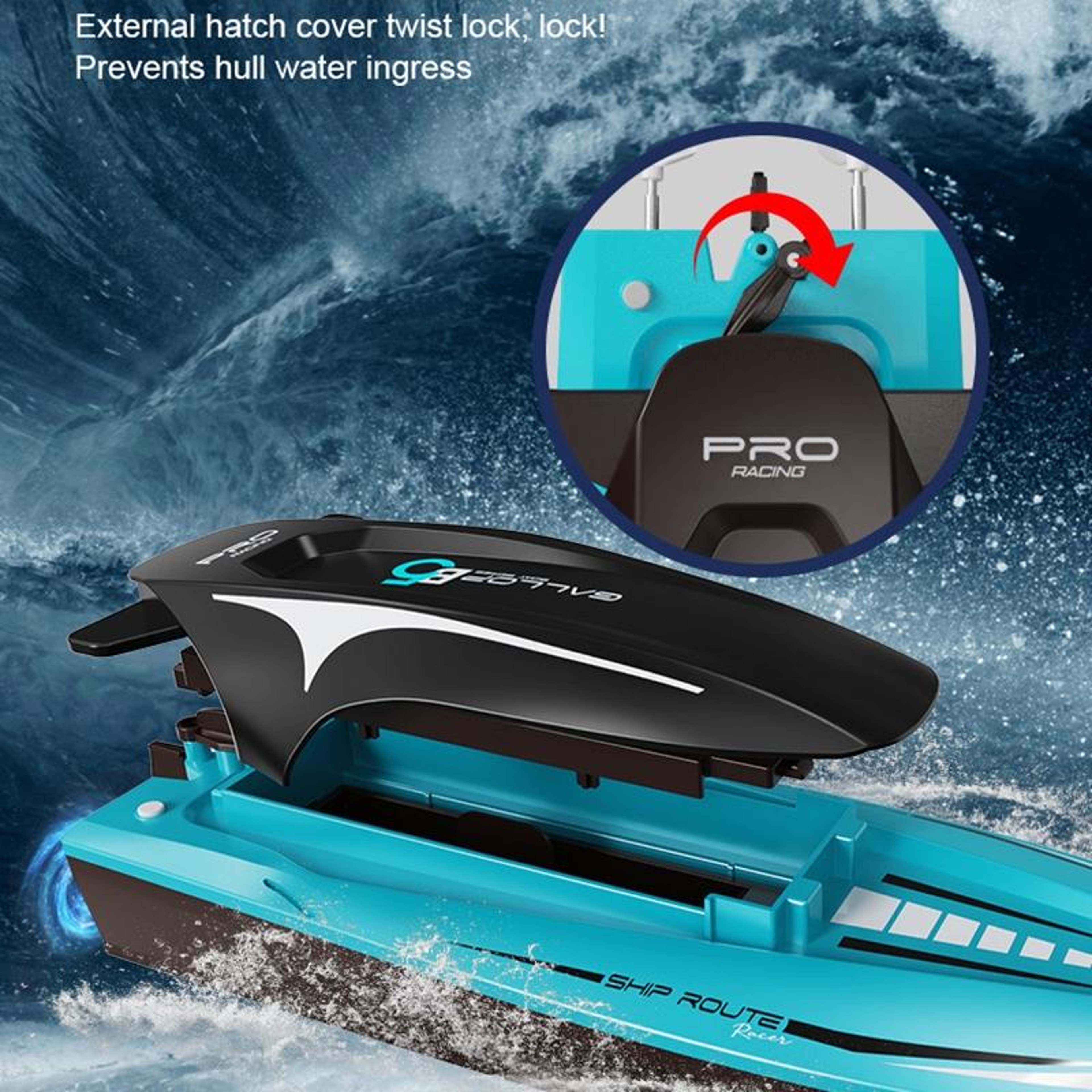High Speed Remote Control Boat with LED Lights, 80M Range,  Runtime RC Speed Boat Toy – view 6
