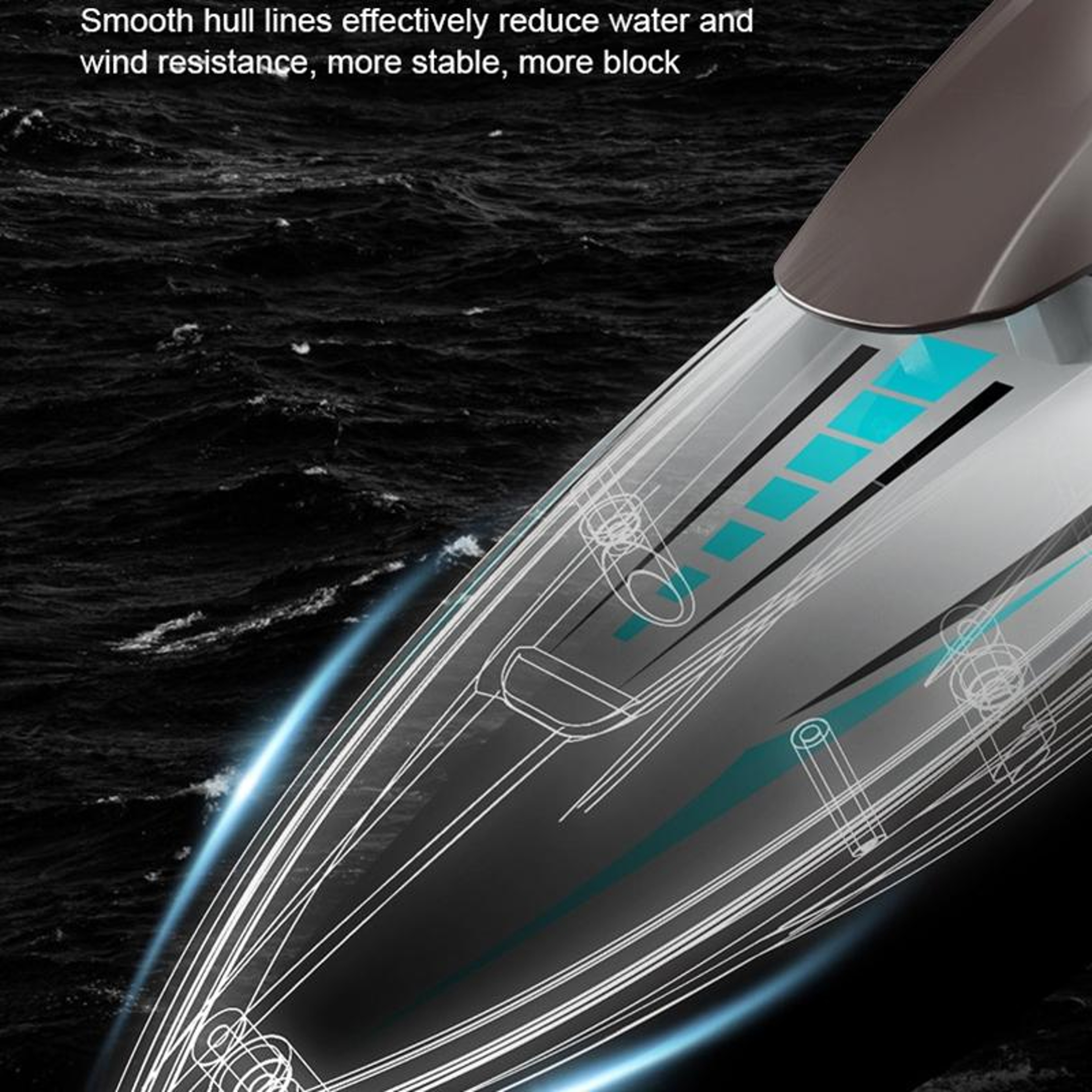 High Speed Remote Control Boat with LED Lights, 80M Range,  Runtime RC Speed Boat Toy – view 7