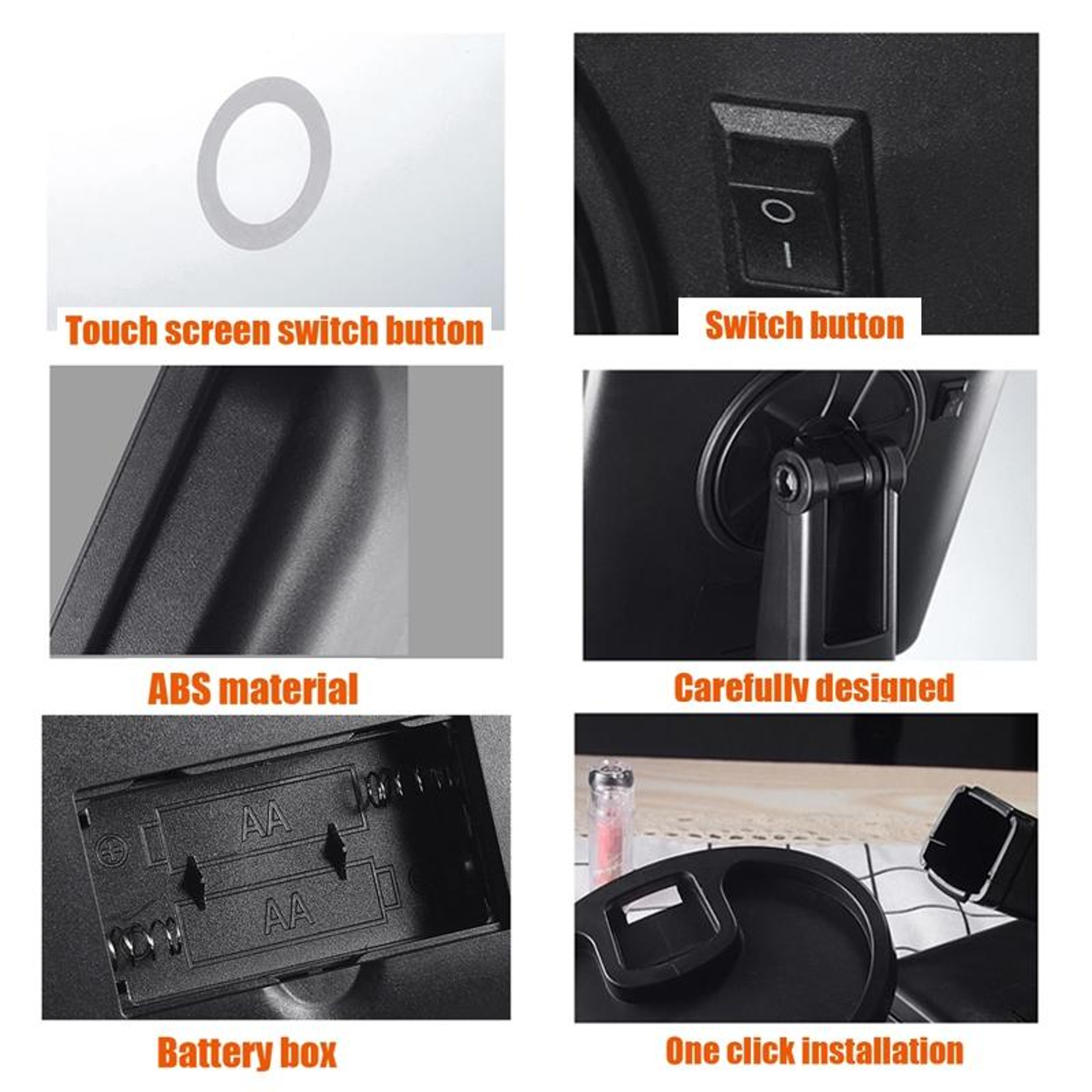 LED Lighted Makeup Mirror With Storage Base  Touch Control Rotatable Vanity Mirror 7