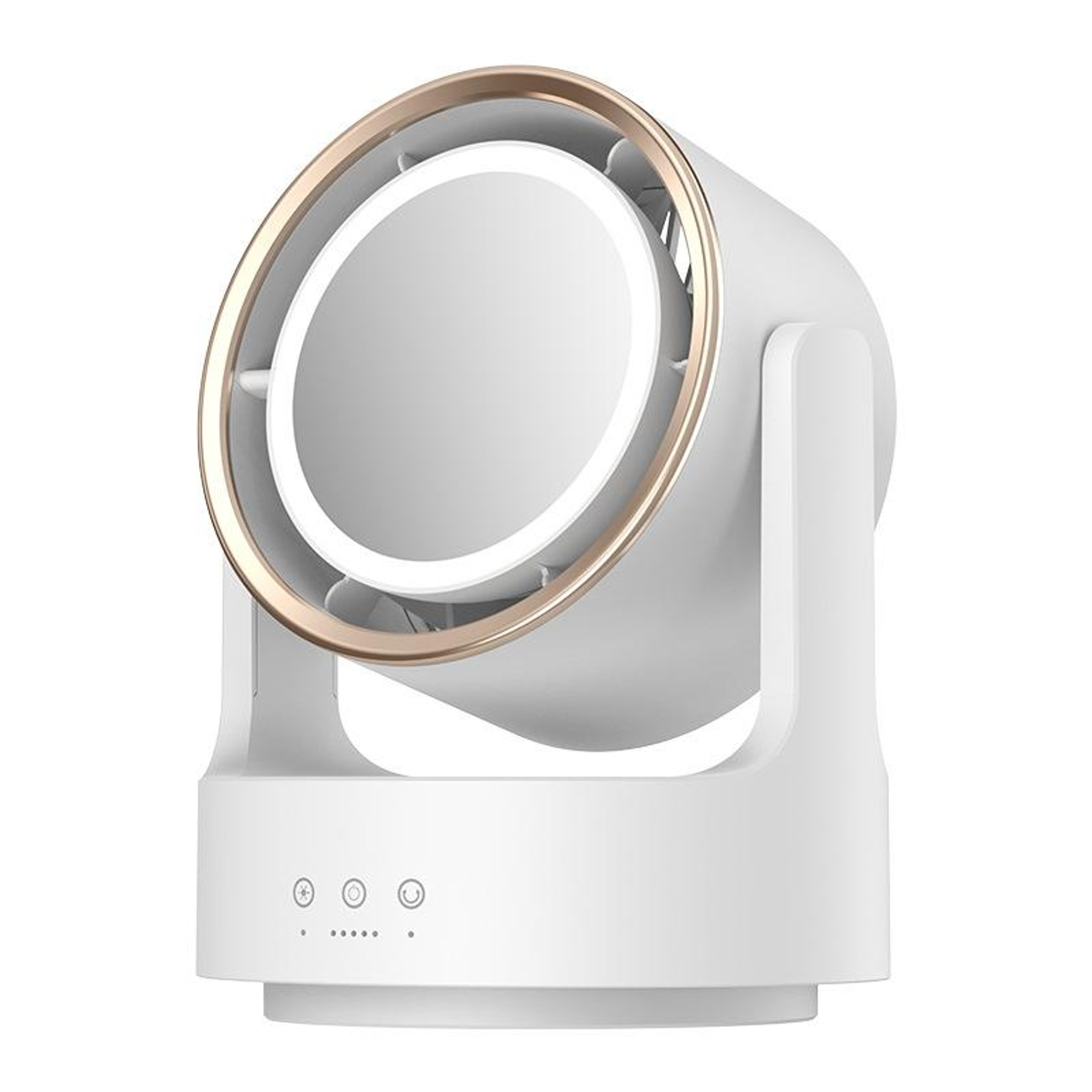 3in1 Bladeless Desk Fan With LED Light And Mirror USB Portable Quiet Air Circulator 0