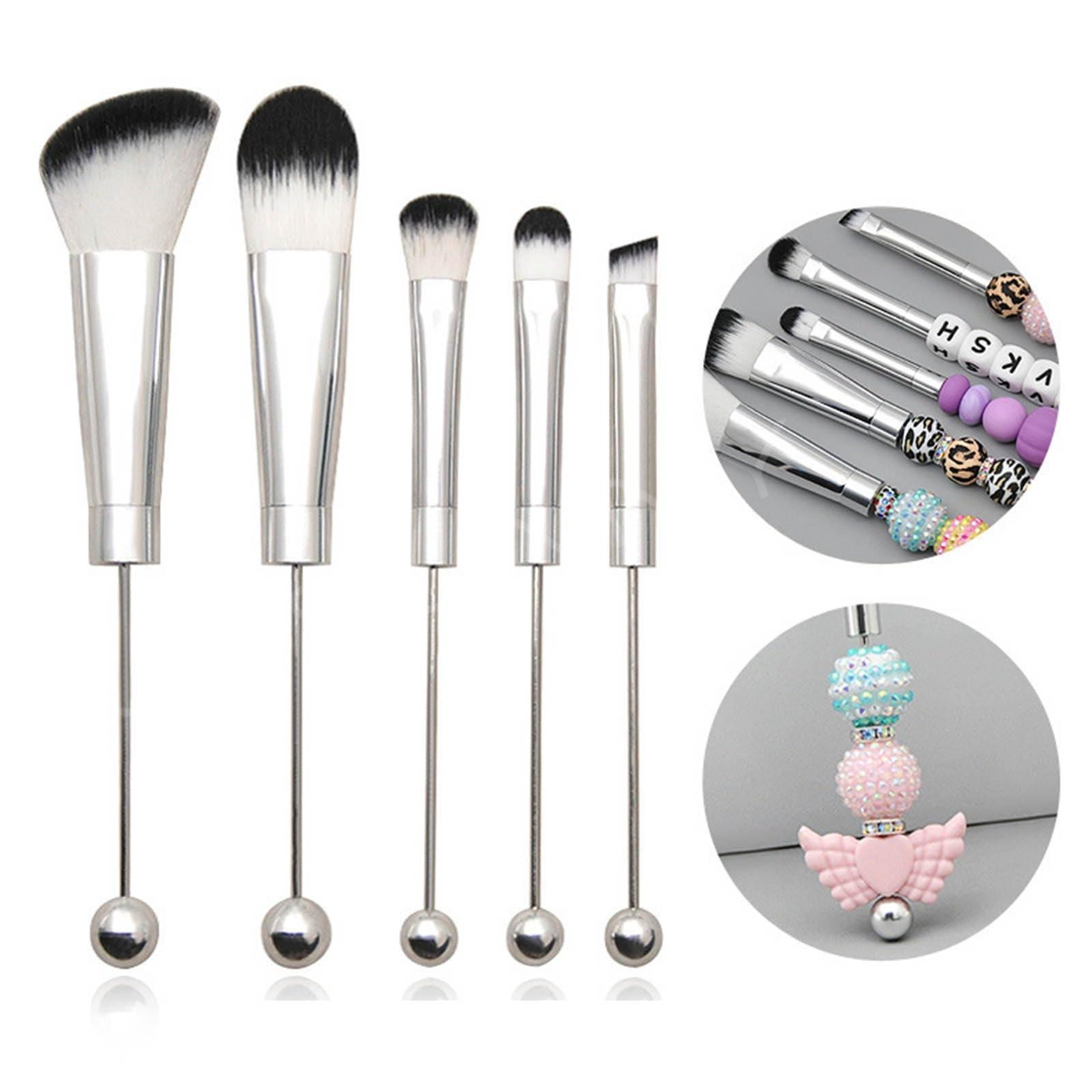 5 In 1 DIY Makeup Brush Set With Customizable Beaded Metal Handles Soft Bristle Beauty Tools 0