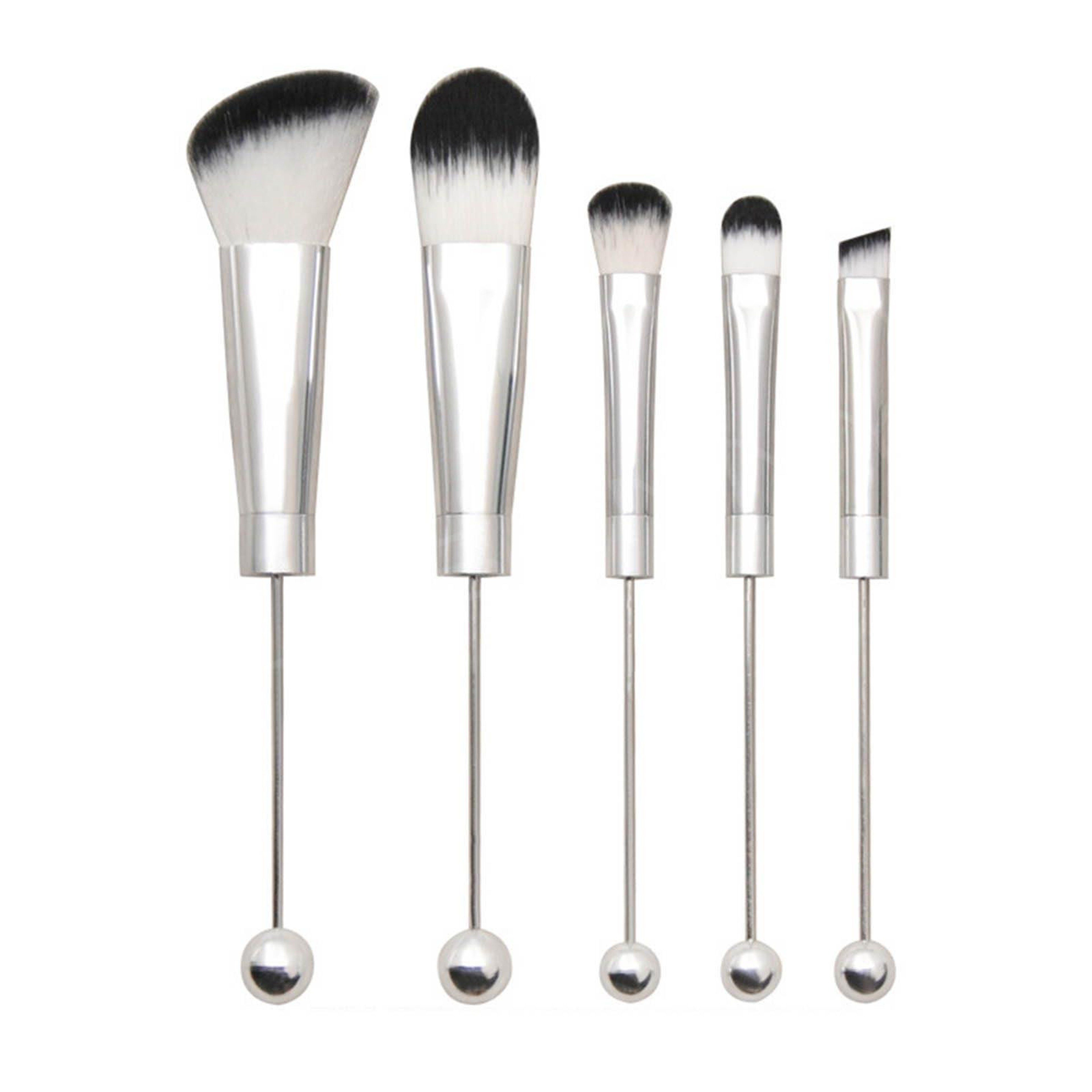 5 In 1 DIY Makeup Brush Set With Customizable Beaded Metal Handles Soft Bristle Beauty Tools 1