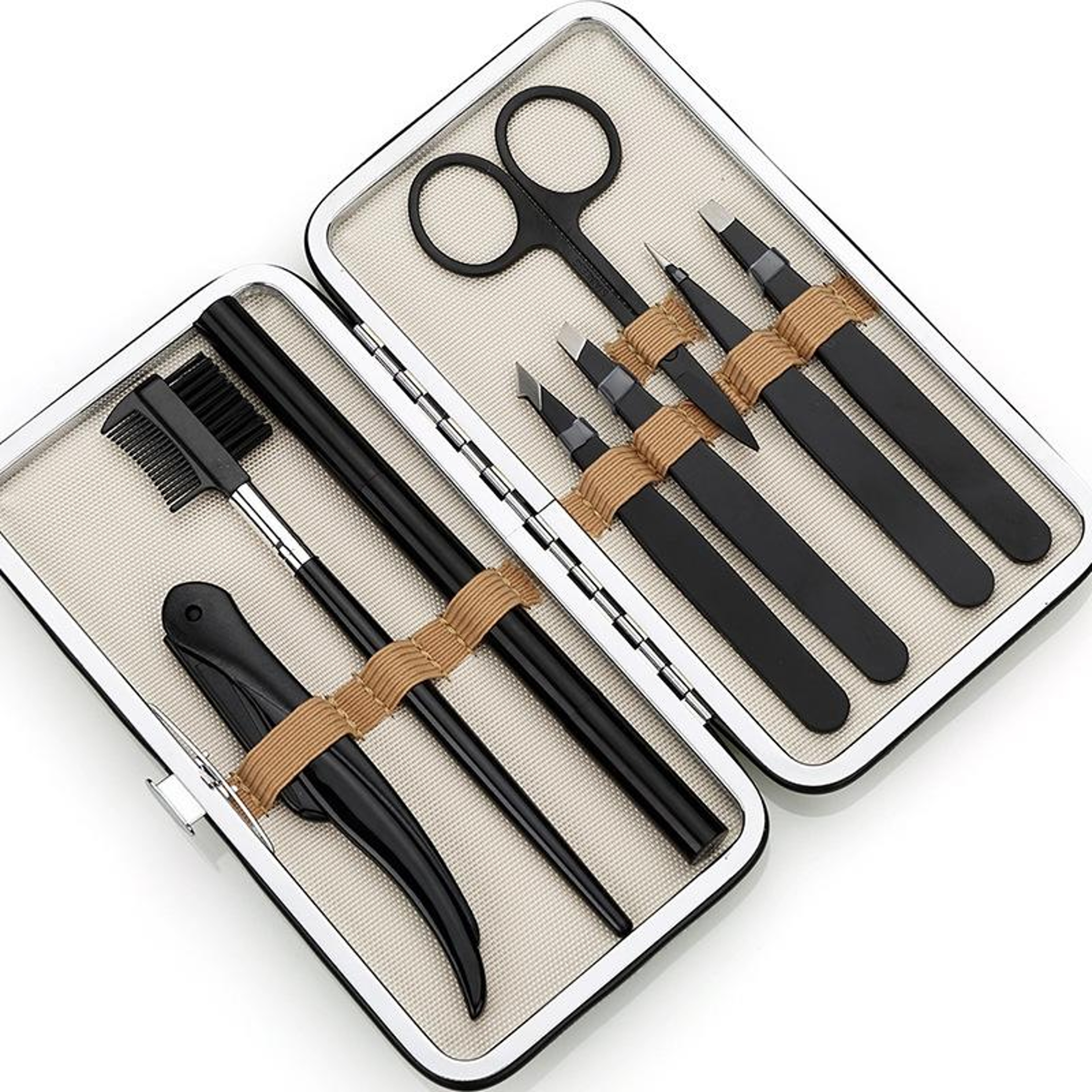8 In 1 Eyebrow Grooming Kit With Scissors Tweezers Razor Portable Makeup Tool Set 5