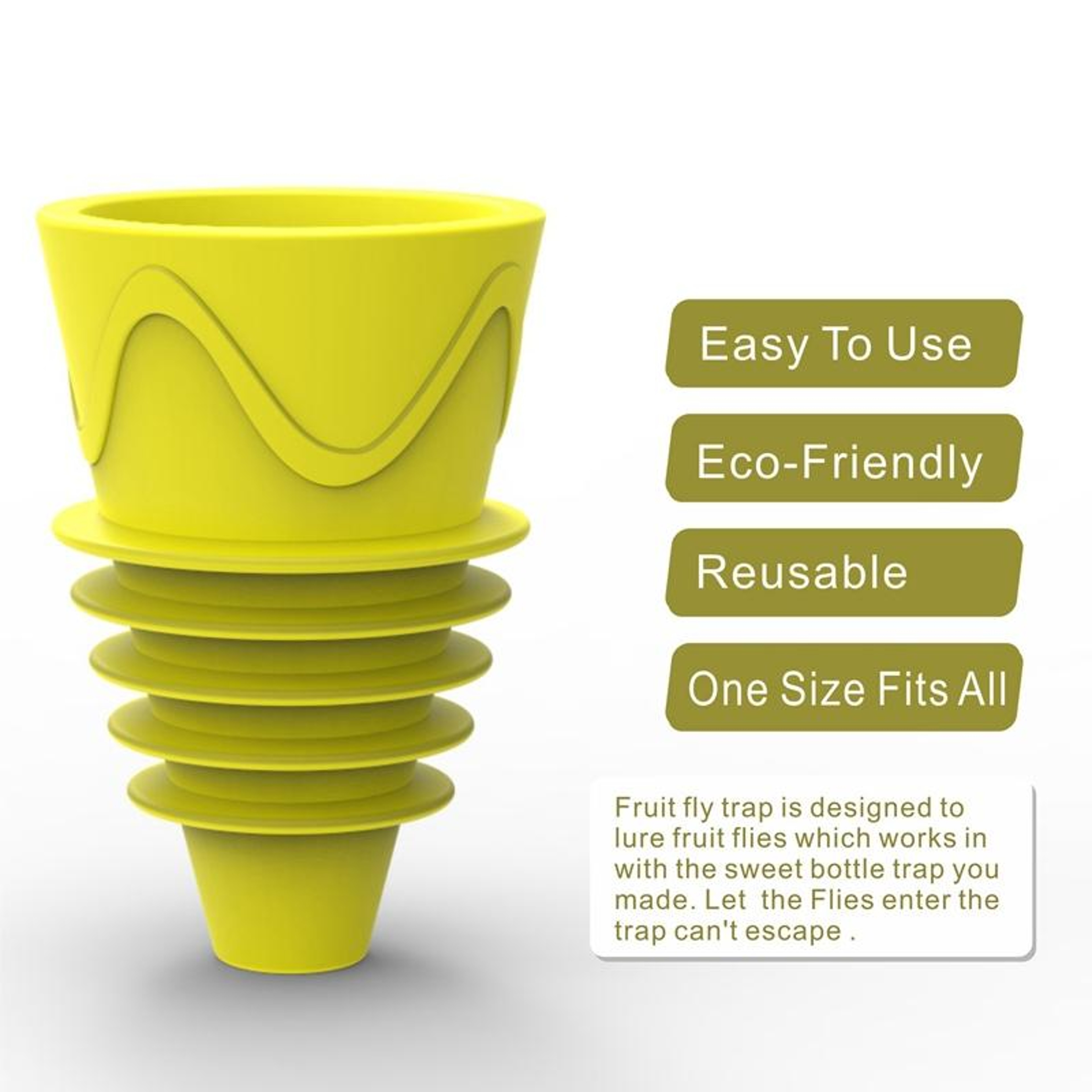 Reusable Fruit Fly Trap Bottle Insert Set, Kitchen Insect Catcher, Mosquito & Fly Lure – view 4