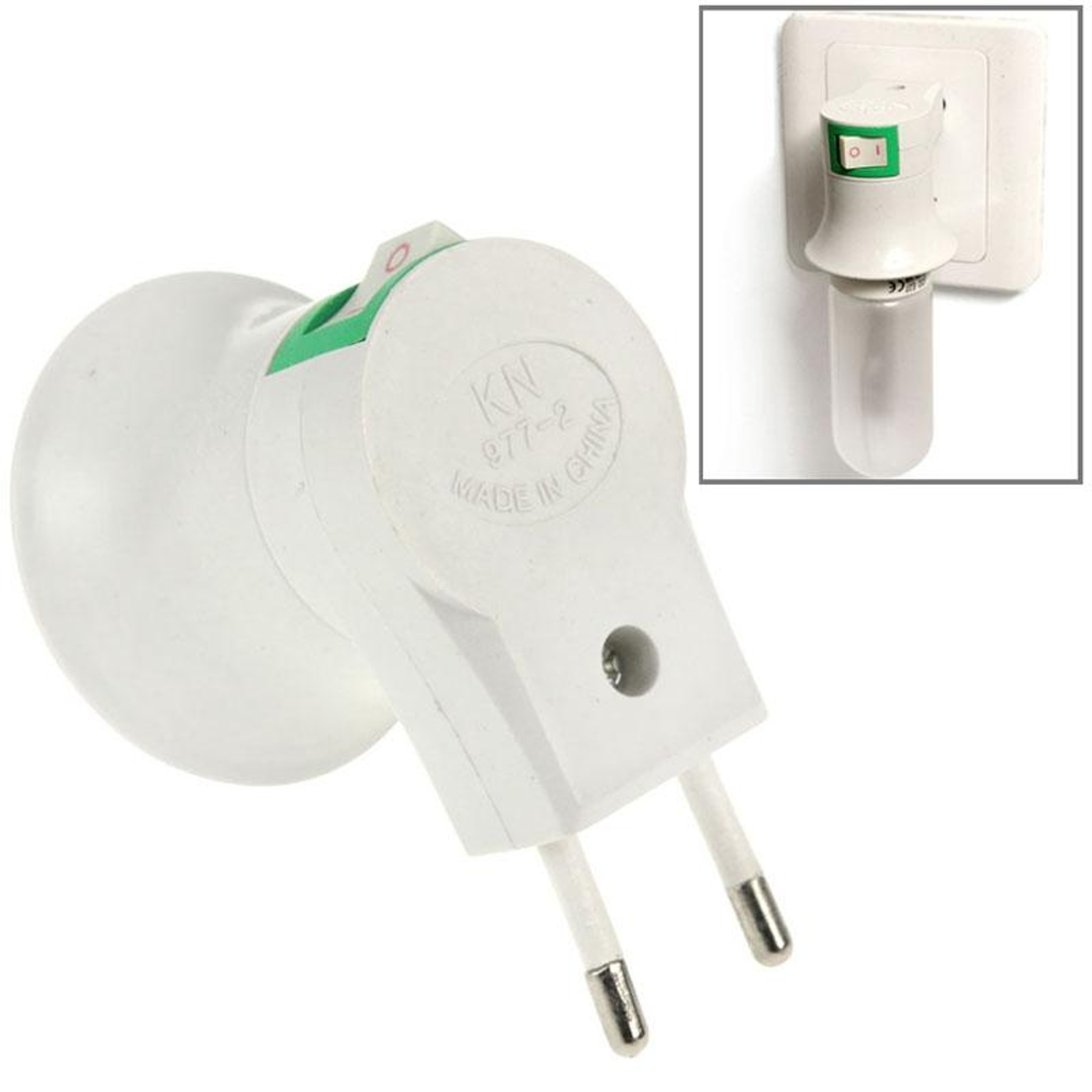 E27 Lamp Socket to EU Plug Adapter with Switch Heat-Resistant Bulb Holder – view 1