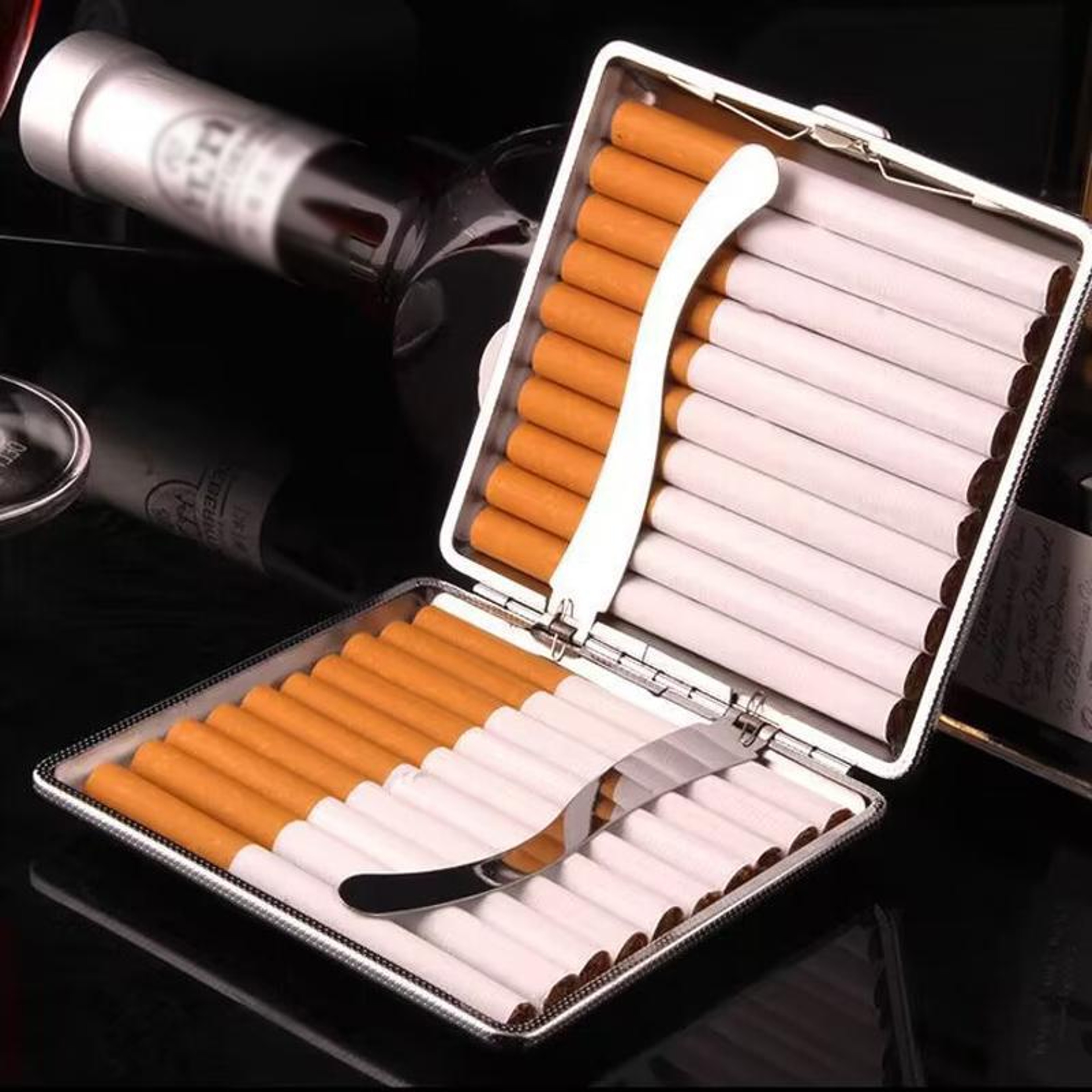 Slim Leather Cigarette Case Portable Holder With Moisture Protection 2