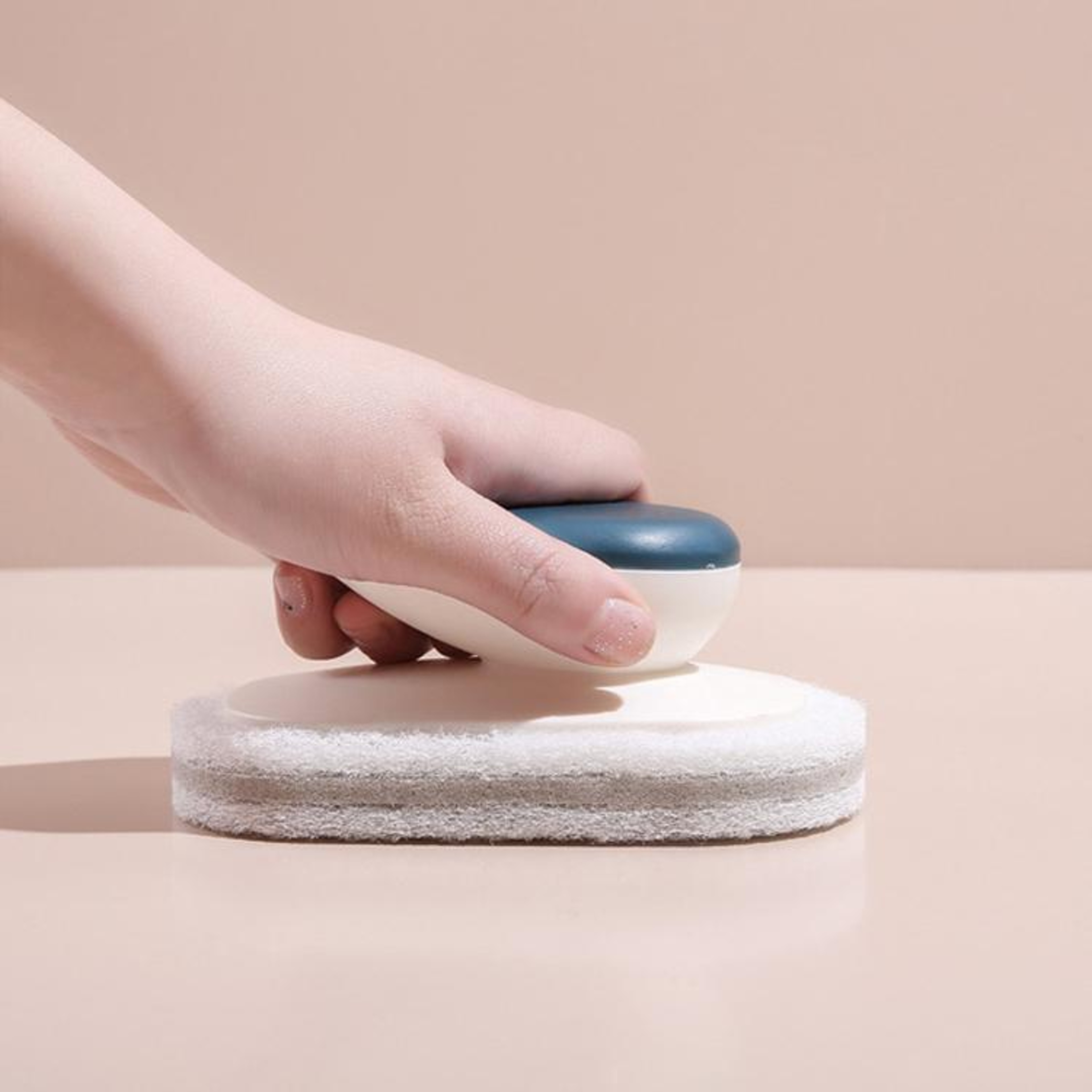 Multi-Function Sponge Dish Brush with Handle Kitchen Bathroom Cleaning Tool Non-Scratch Scouring Pad – view 3