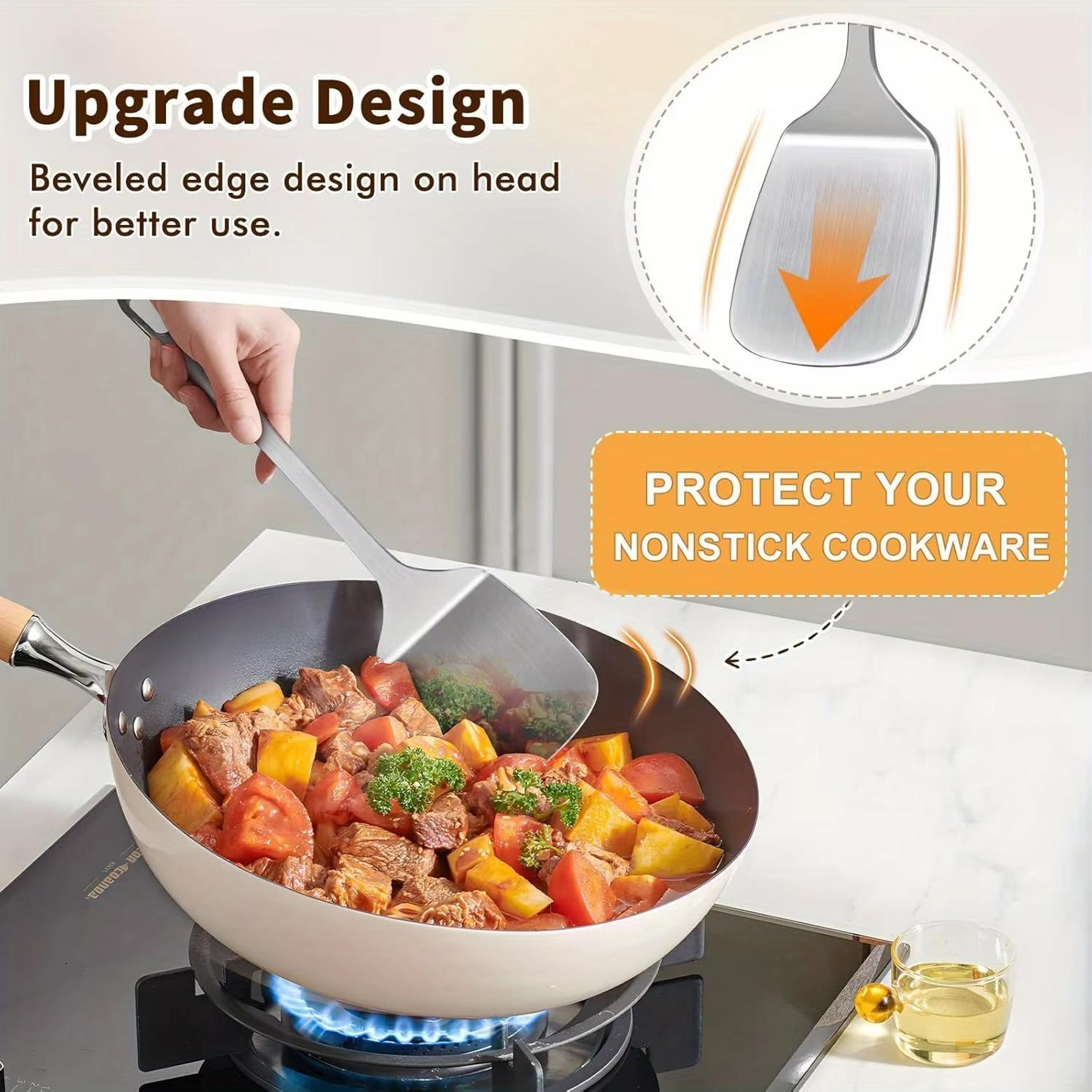 Stainless Steel Slotted and Solid Kitchen Spatula Set, Heat Resistant Cooking Turner for Everyday Kitchen Use – view 4