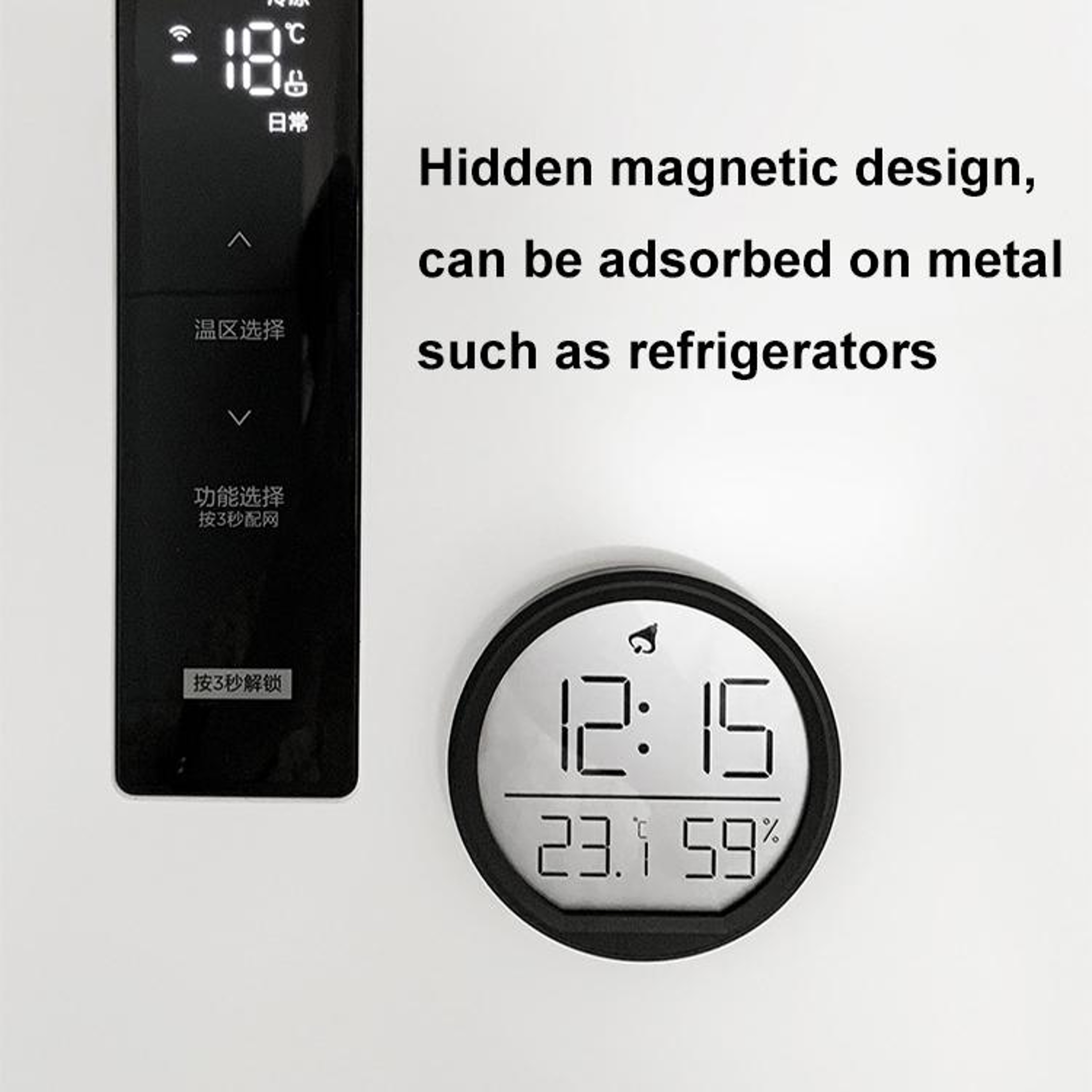 Smart Digital Thermometer Hygrometer Clock With Magnetic Mount LED Display For Home  Office 5