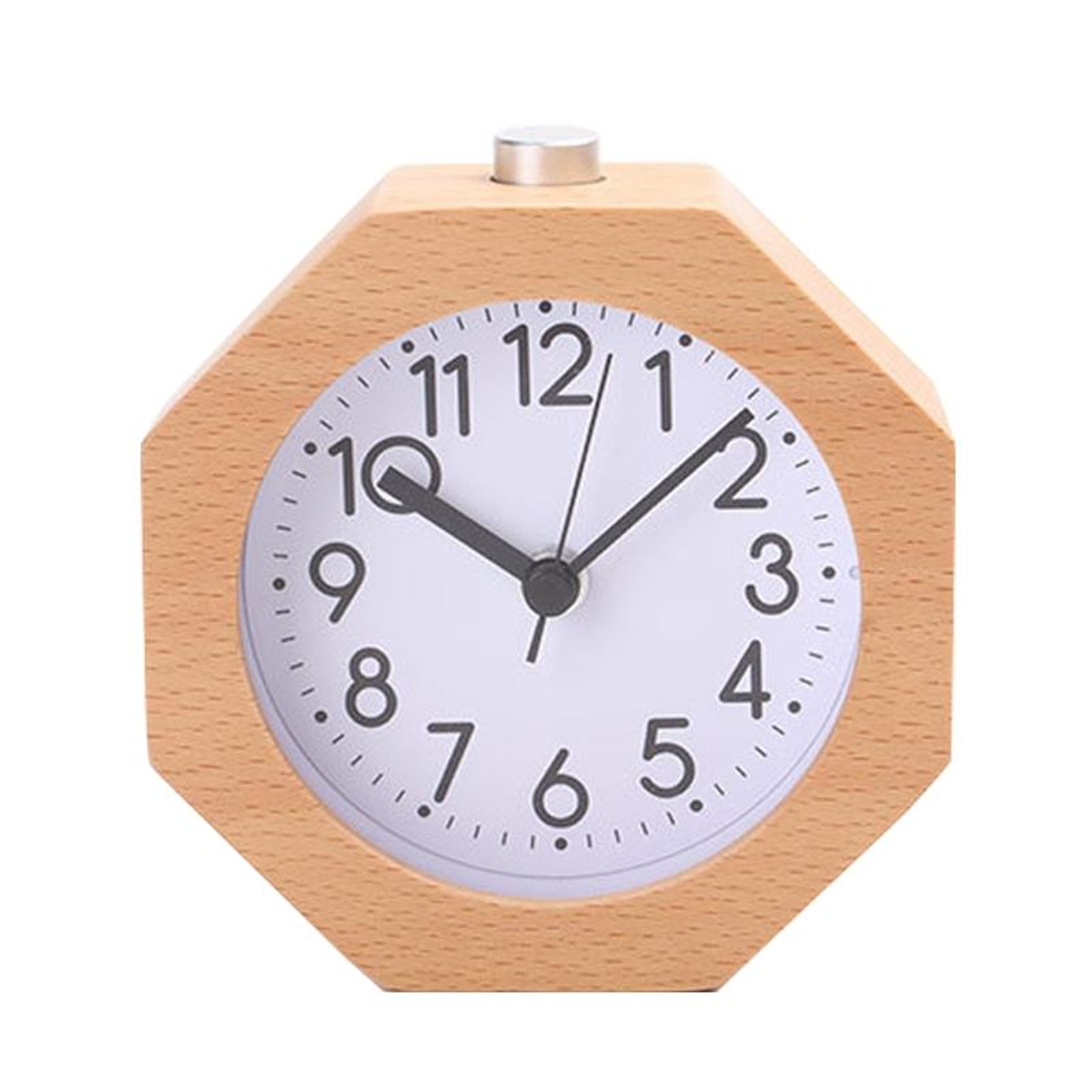 Solid Wood Silent Alarm Clock With Snooze  Night Light For Bedside 1