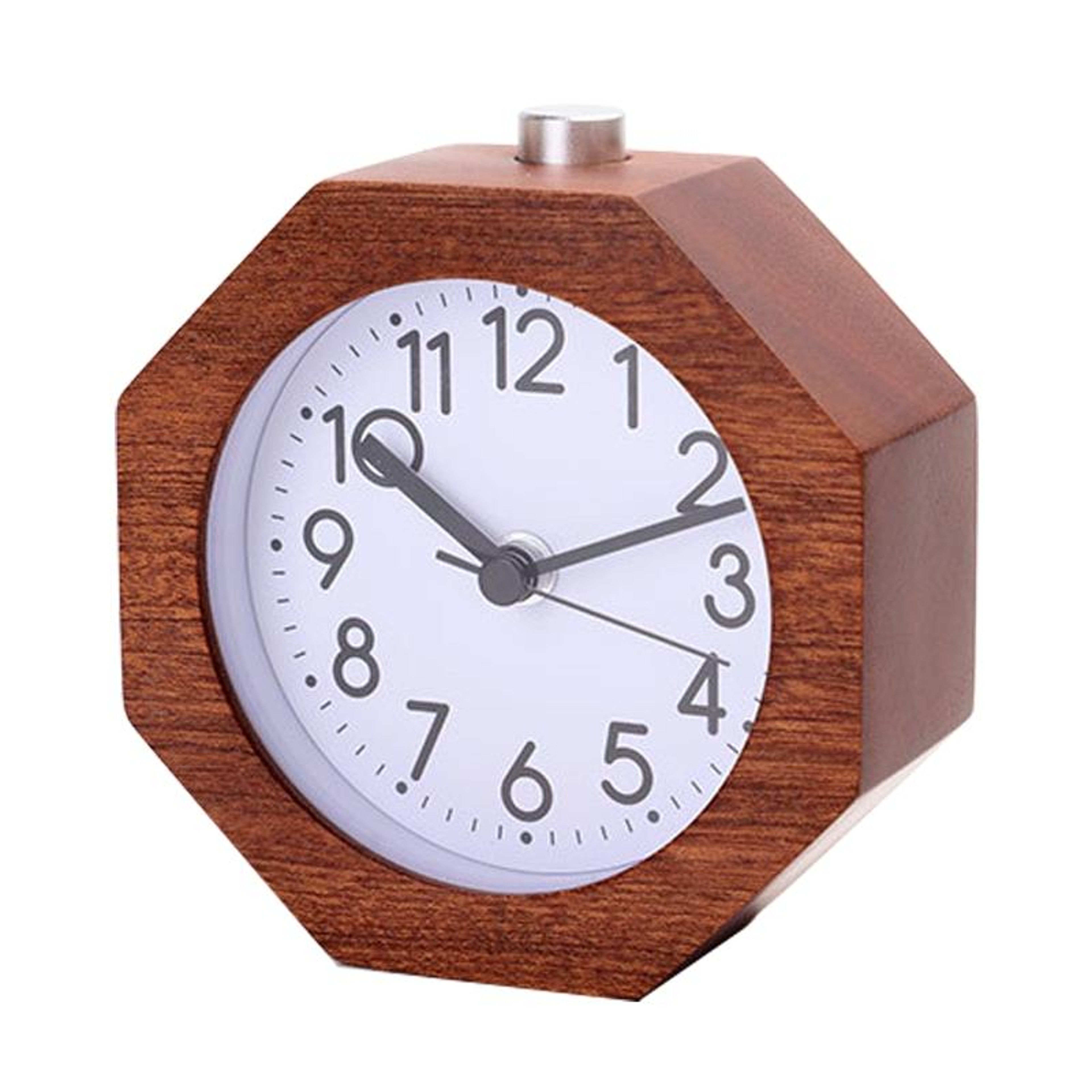 Solid Wood Silent Alarm Clock with Snooze & Night Light for Bedside – view 12