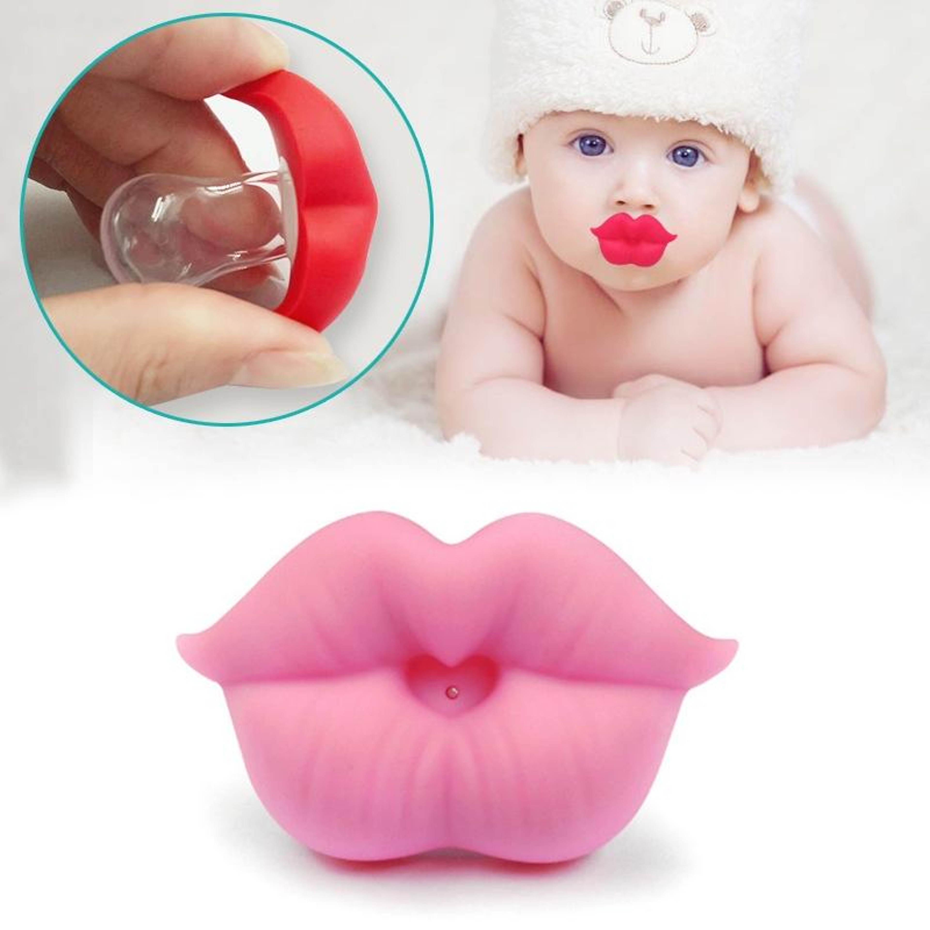 Funny Red Lips Baby Pacifier Set Silicone Newborn Pacifier Set 0