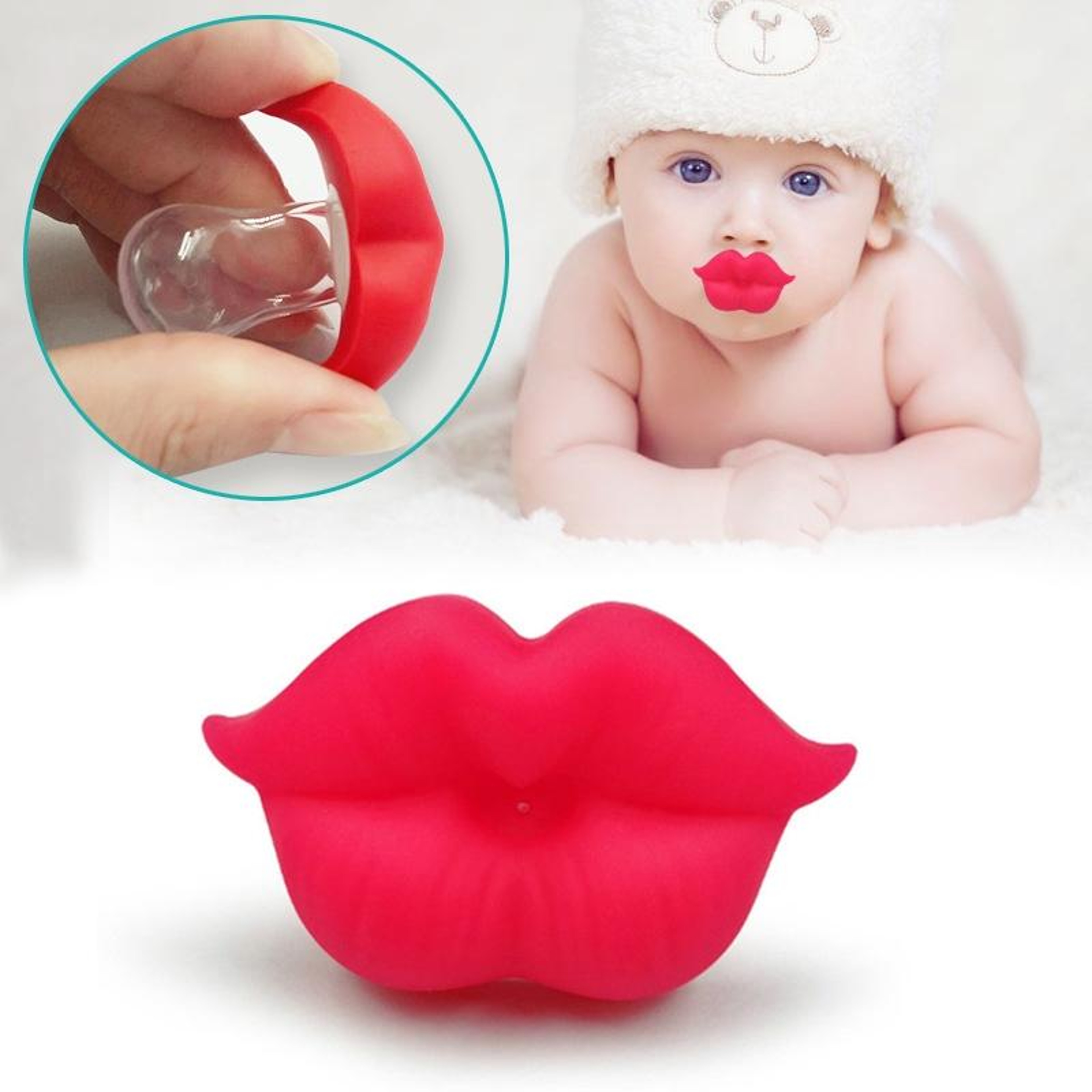 Funny Red Lips Baby Pacifier Set Silicone Newborn Pacifier Set 8
