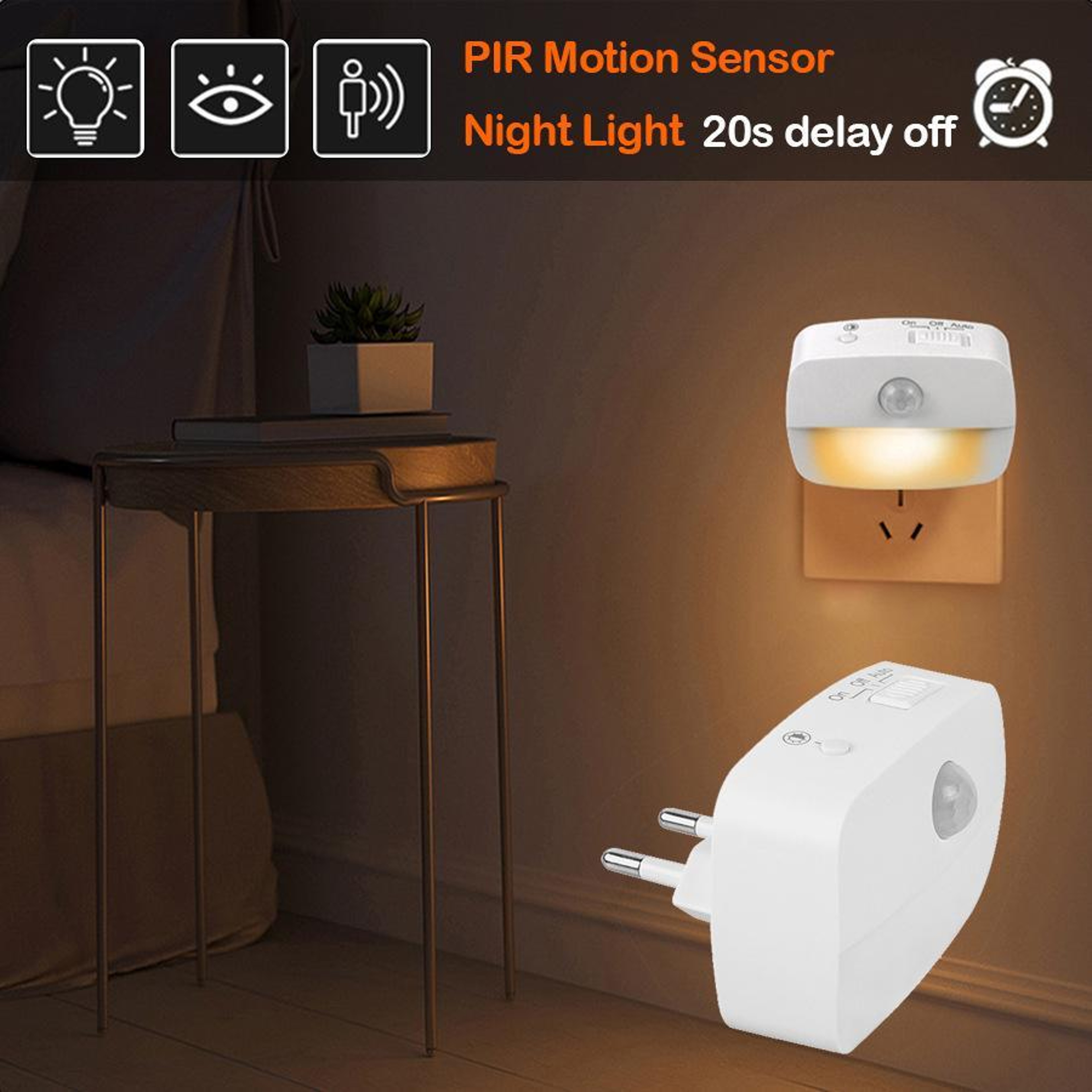 Smart Motion Sensor Night Light Plugin With 3 Color Modes  Dimmable LED For Hallway Bedroom 1