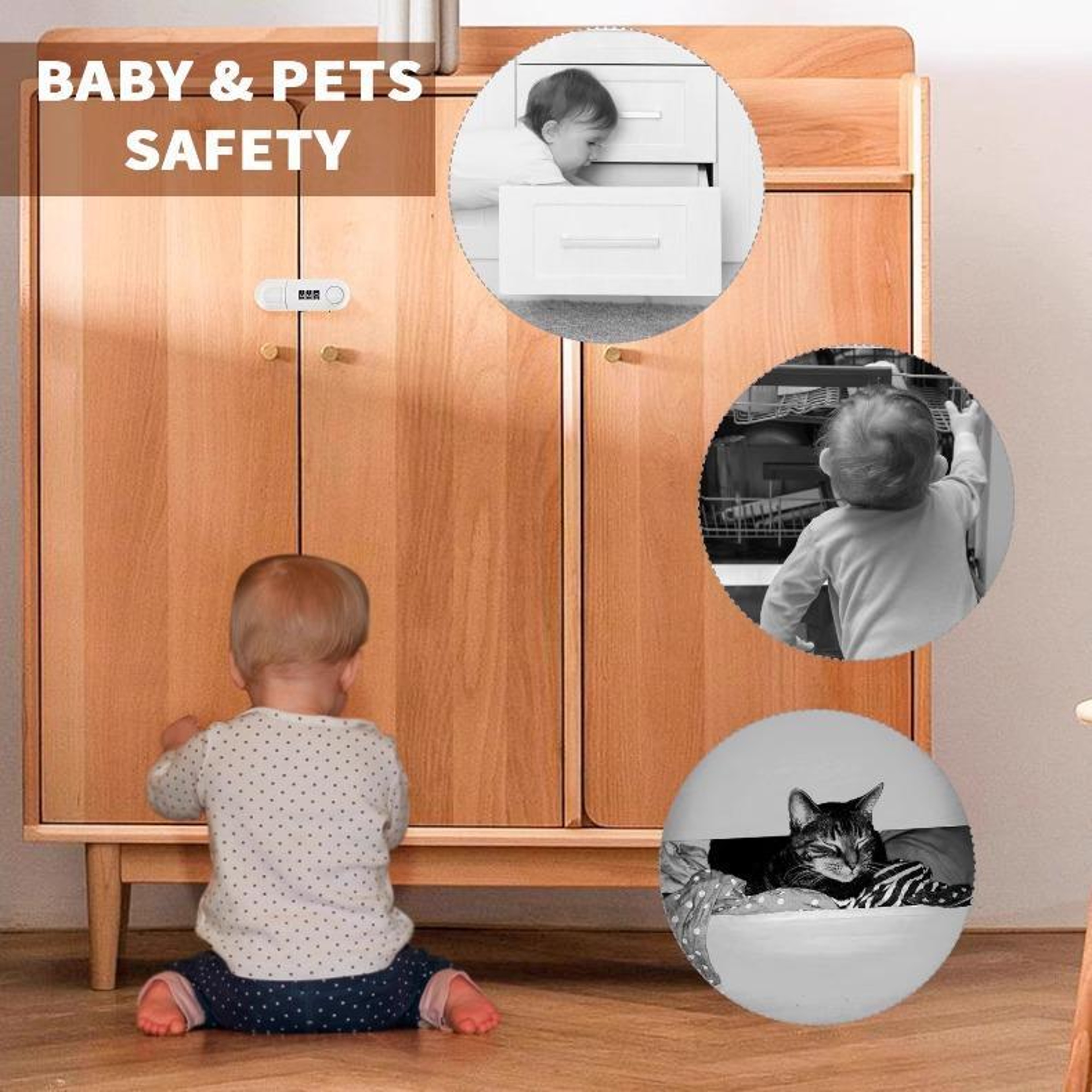 Child Safety Cabinet Locks No Drill Combination Lock For Drawers  Fridges 4