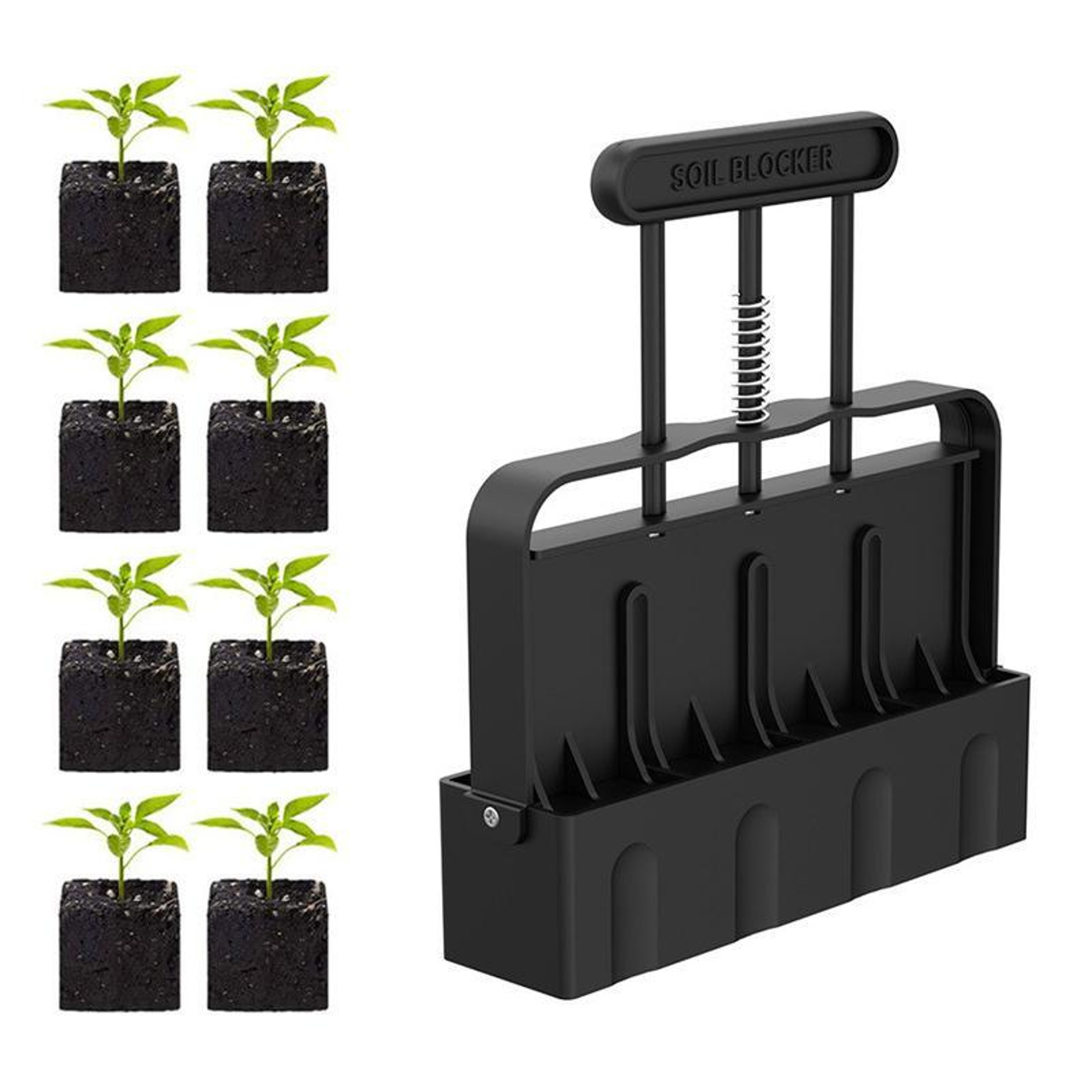4-Cell Seedling Planter Tool for Easy Transplanting, Ergonomic Soil Block Maker for Garden & Greenhouse – view 1