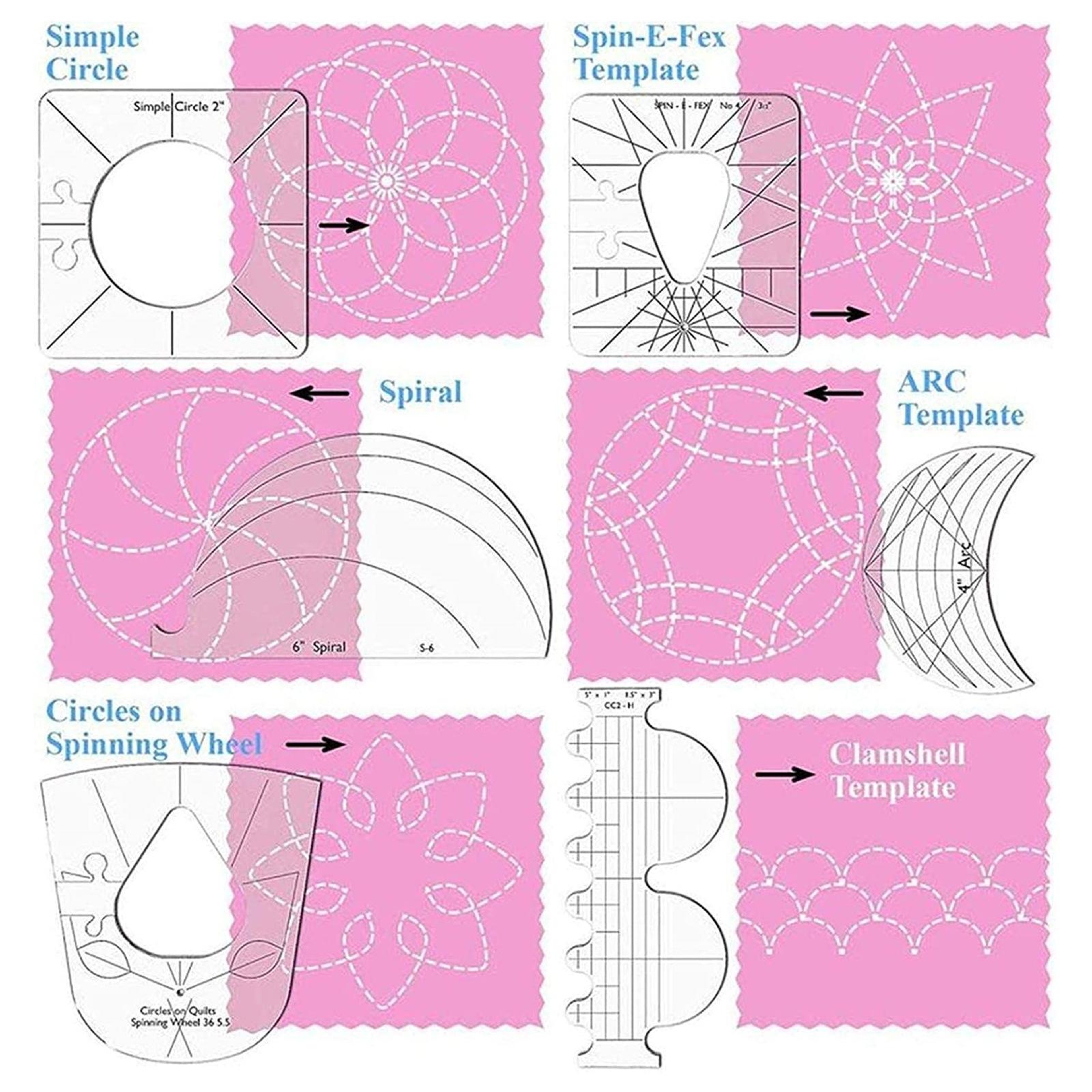 6-in-1 Quilting Template Set Acrylic Sewing Ruler Kit for Precise Patchwork Designs – view 2