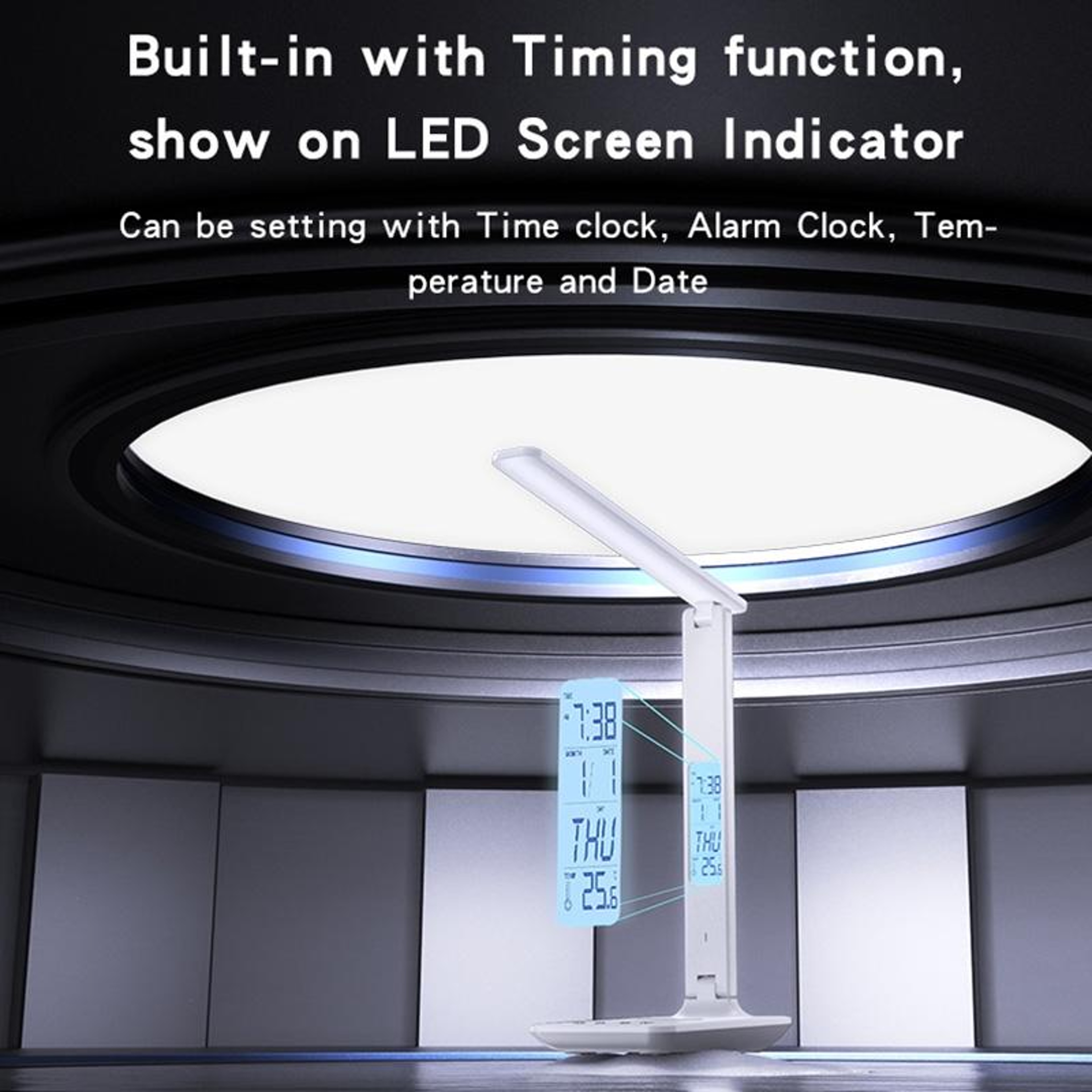 LED Desk Lamp with Wireless Charging, Clock Display & Adjustable Brightness – view 3