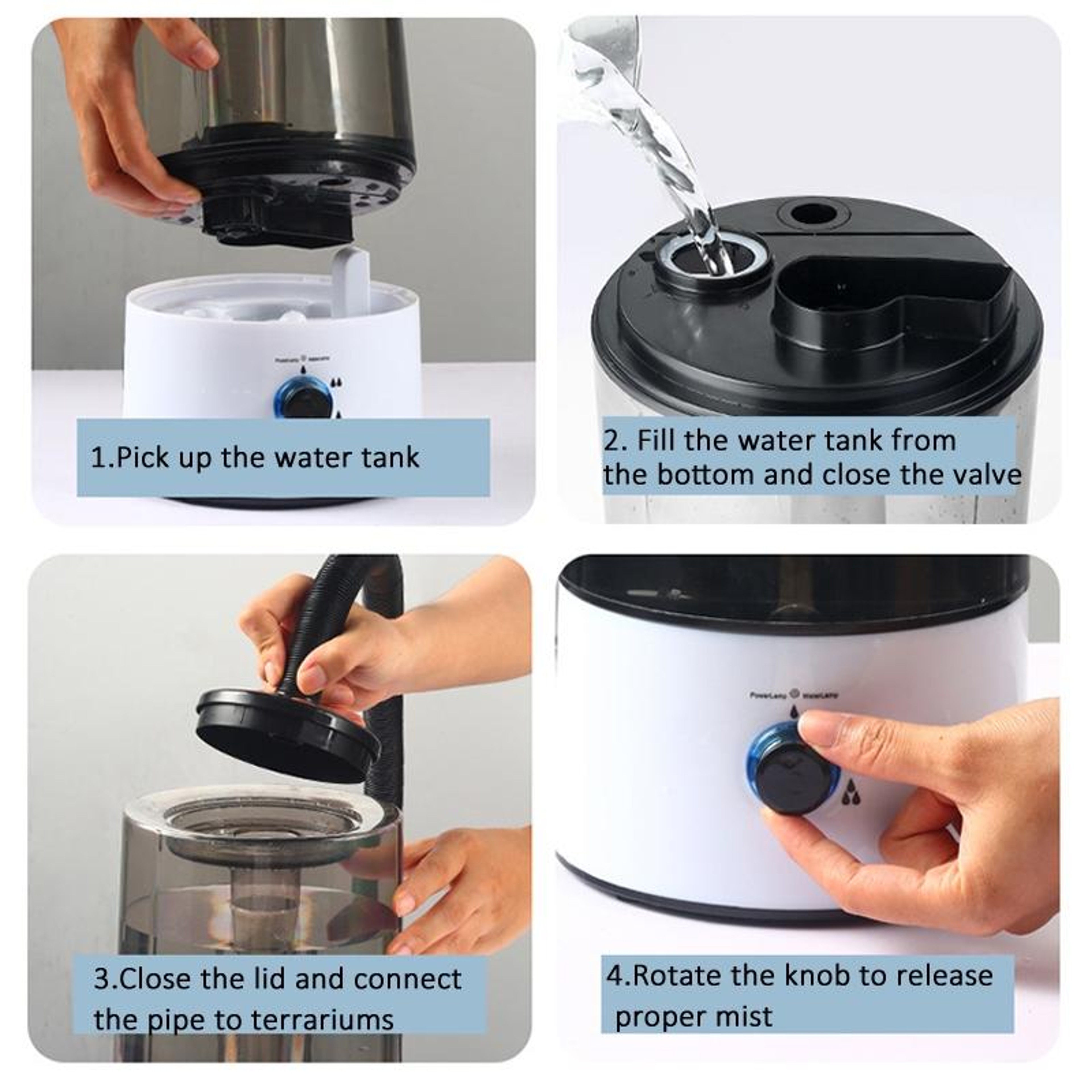 4L Reptile Humidifier Fogger With Adjustable Mist  Auto Shutoff For Terrariums 8