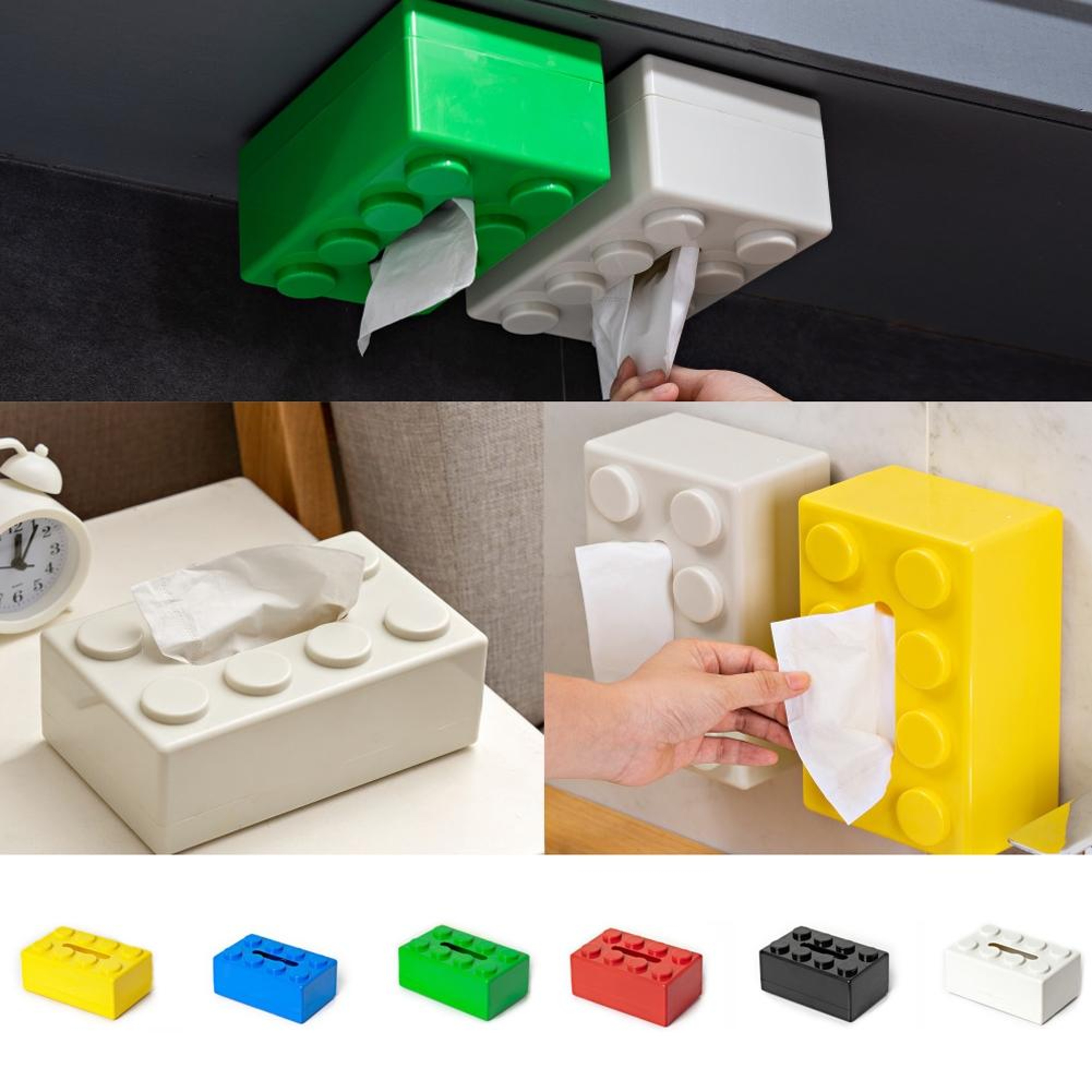 Cartoon Building Block Tissue Box Wall Mount Waterproof Tissue Holder For Living Room Decor 0
