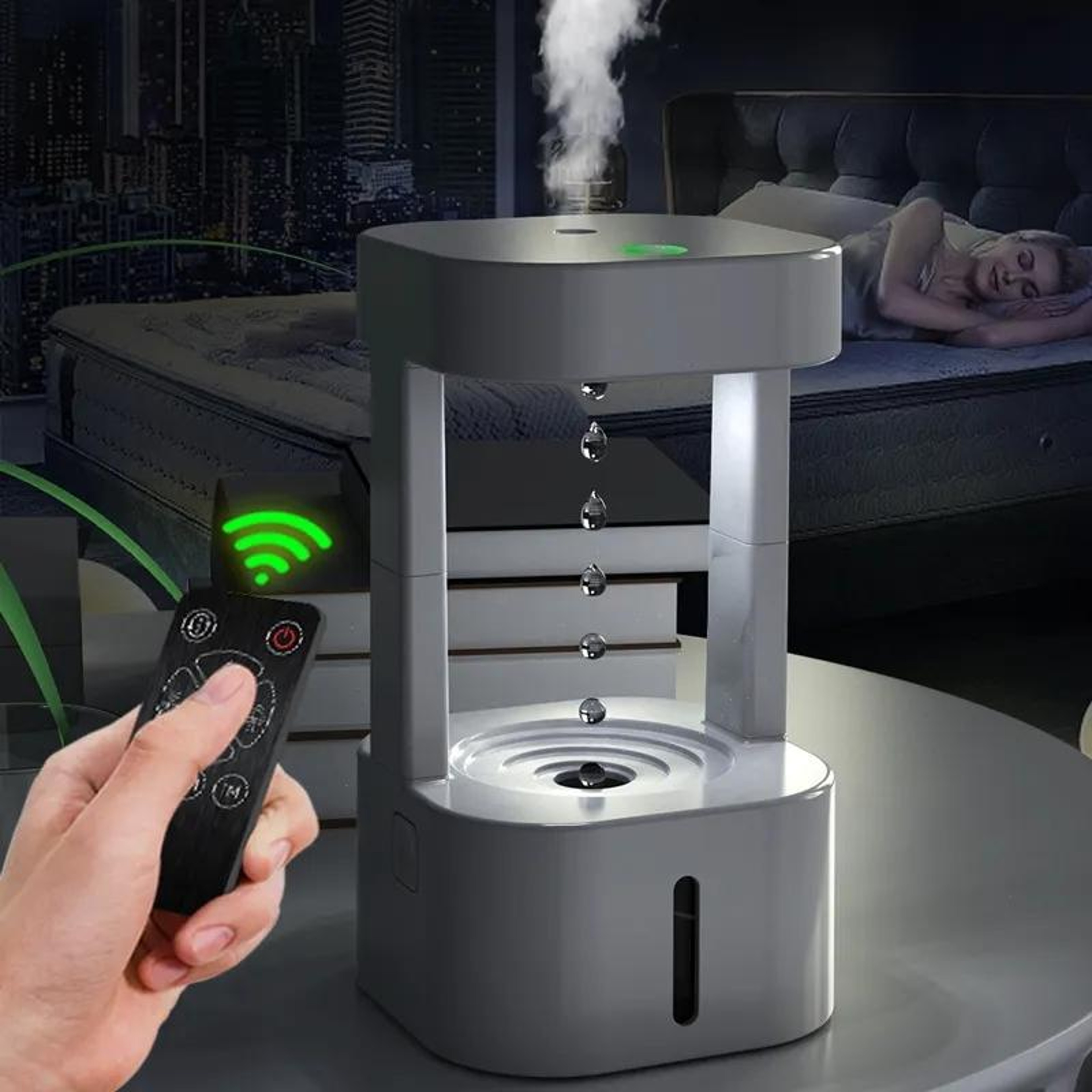 Anti-Gravity Water Droplet Humidifier with Night Light & Remote Control Aromatherapy Diffuser – view 11