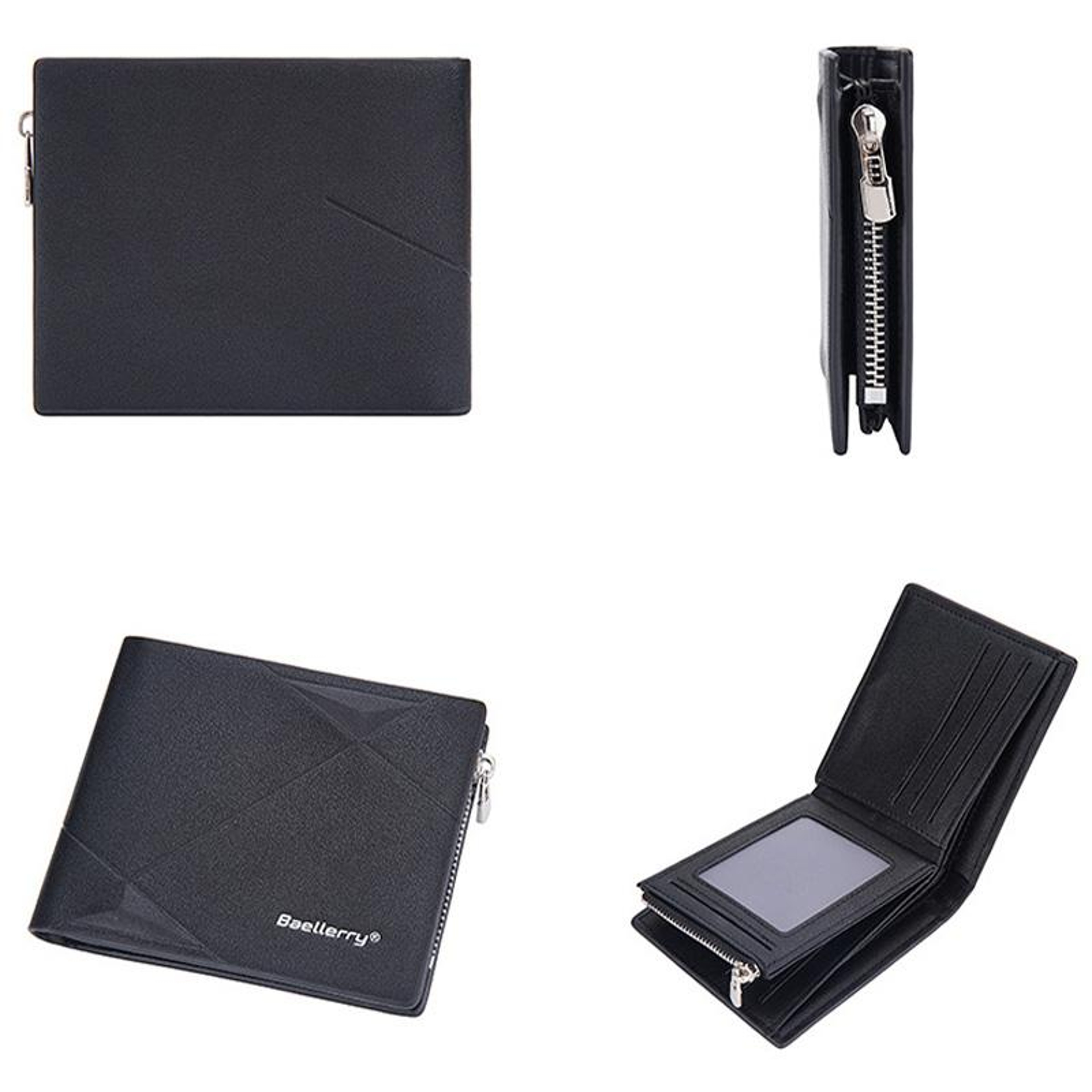 Men RFID Leather Zip Wallet Large Capacity Multi Card Holder With Coin Pocket 2