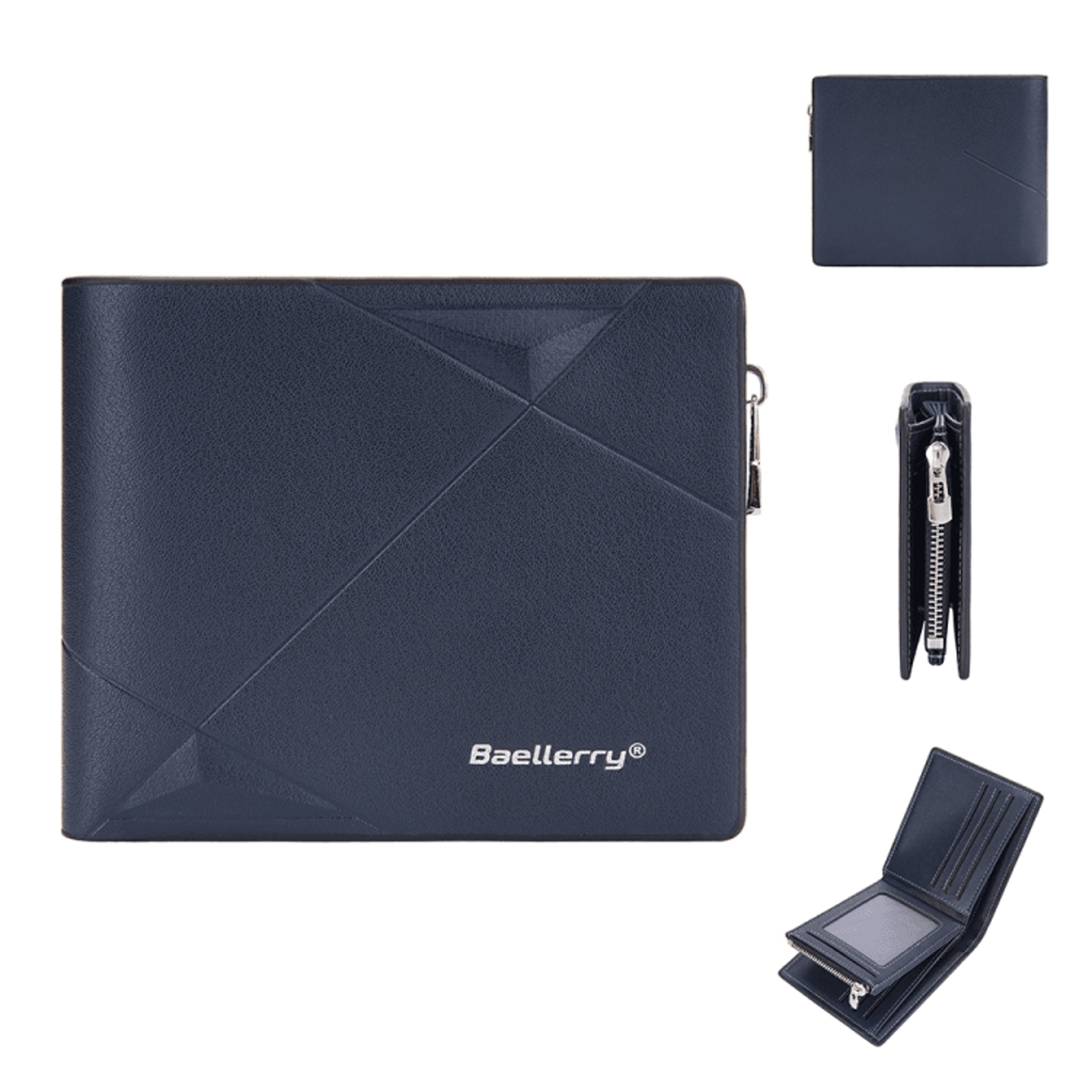Men RFID Leather Zip Wallet Large Capacity Multi Card Holder With Coin Pocket 7