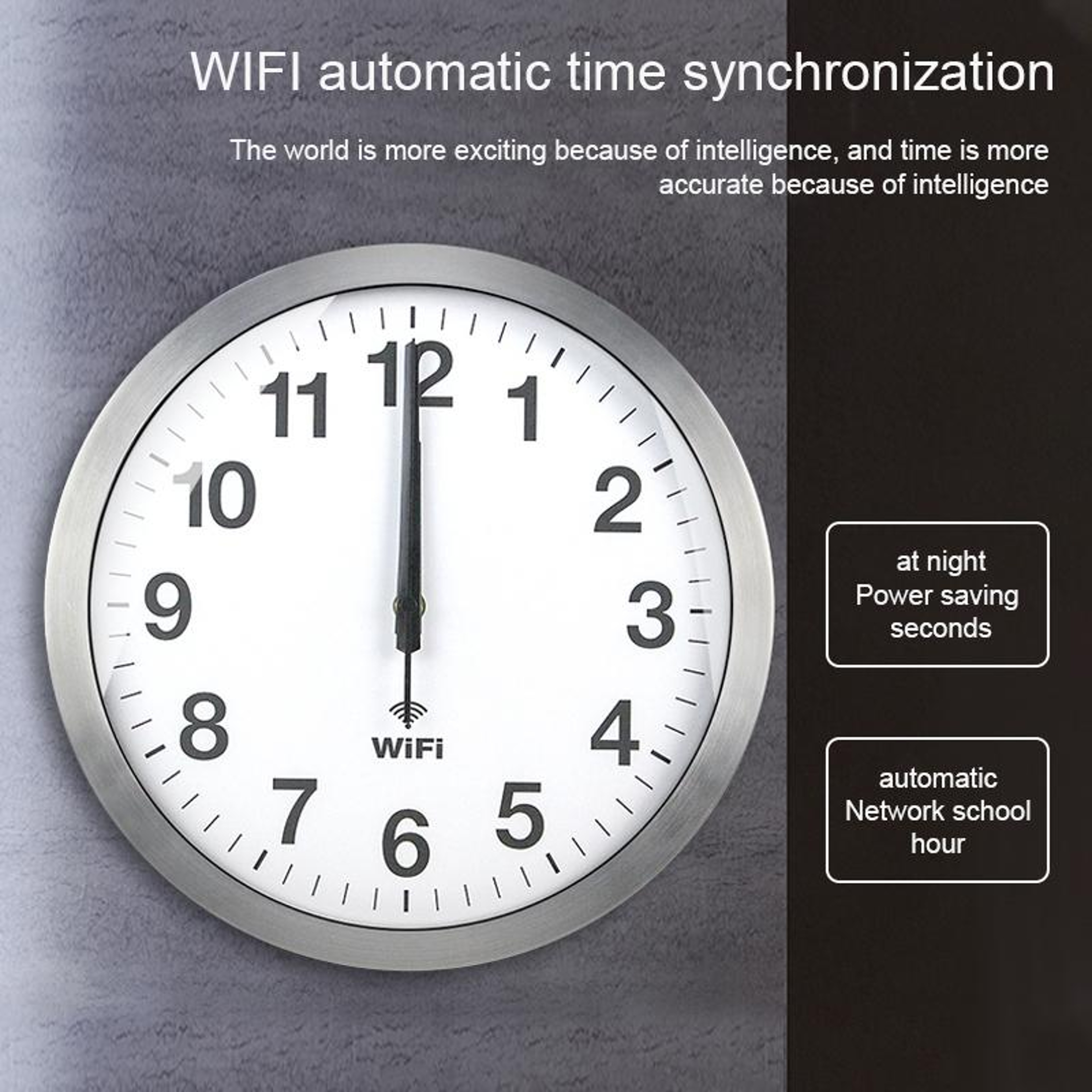 12 Inch Smart WiFi Wall Clock With Auto Time Sync Silent Modern Minimalist Clock 7