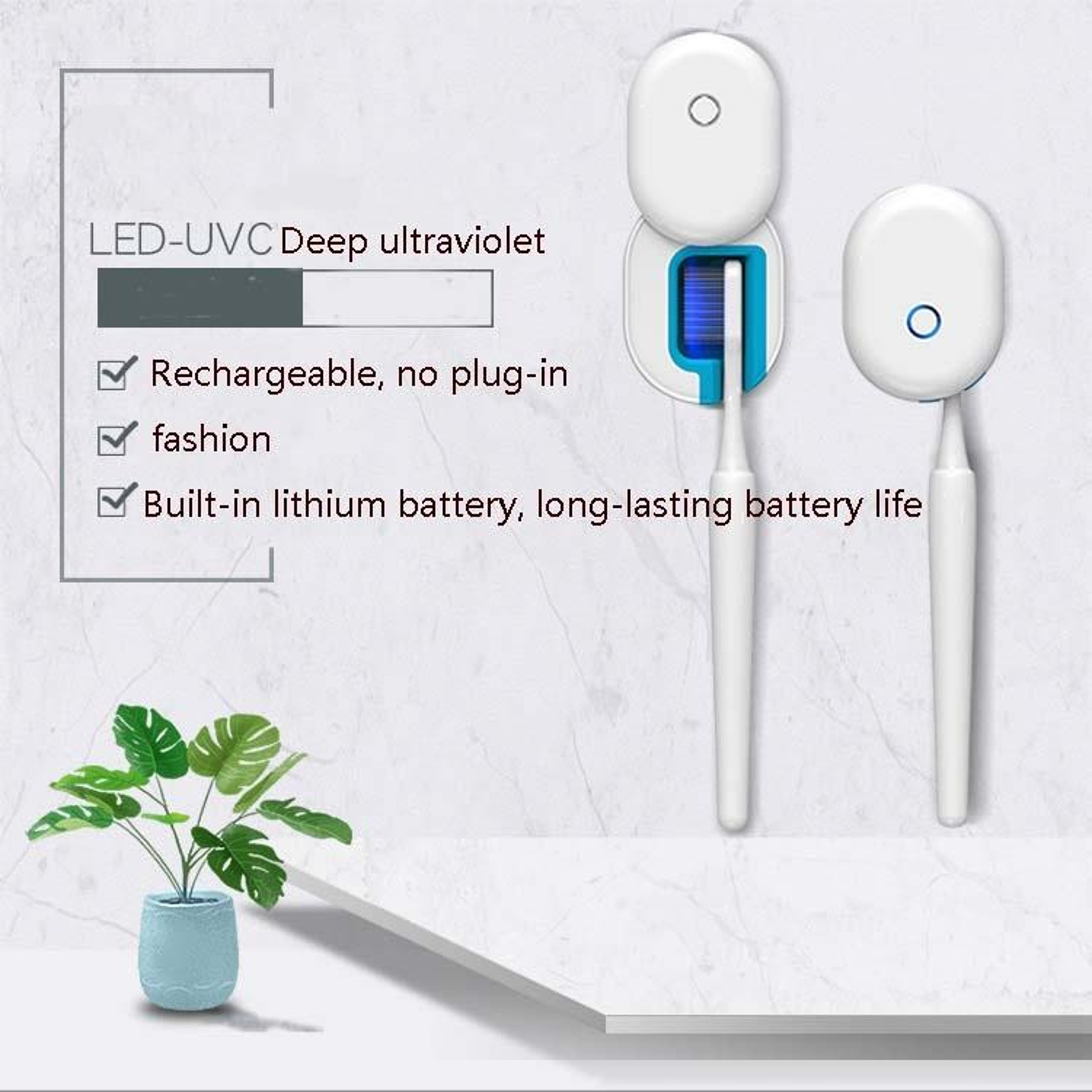 Portable UV Toothbrush Sterilizer Case with UVC Cleaning for Travel and Home – view 3