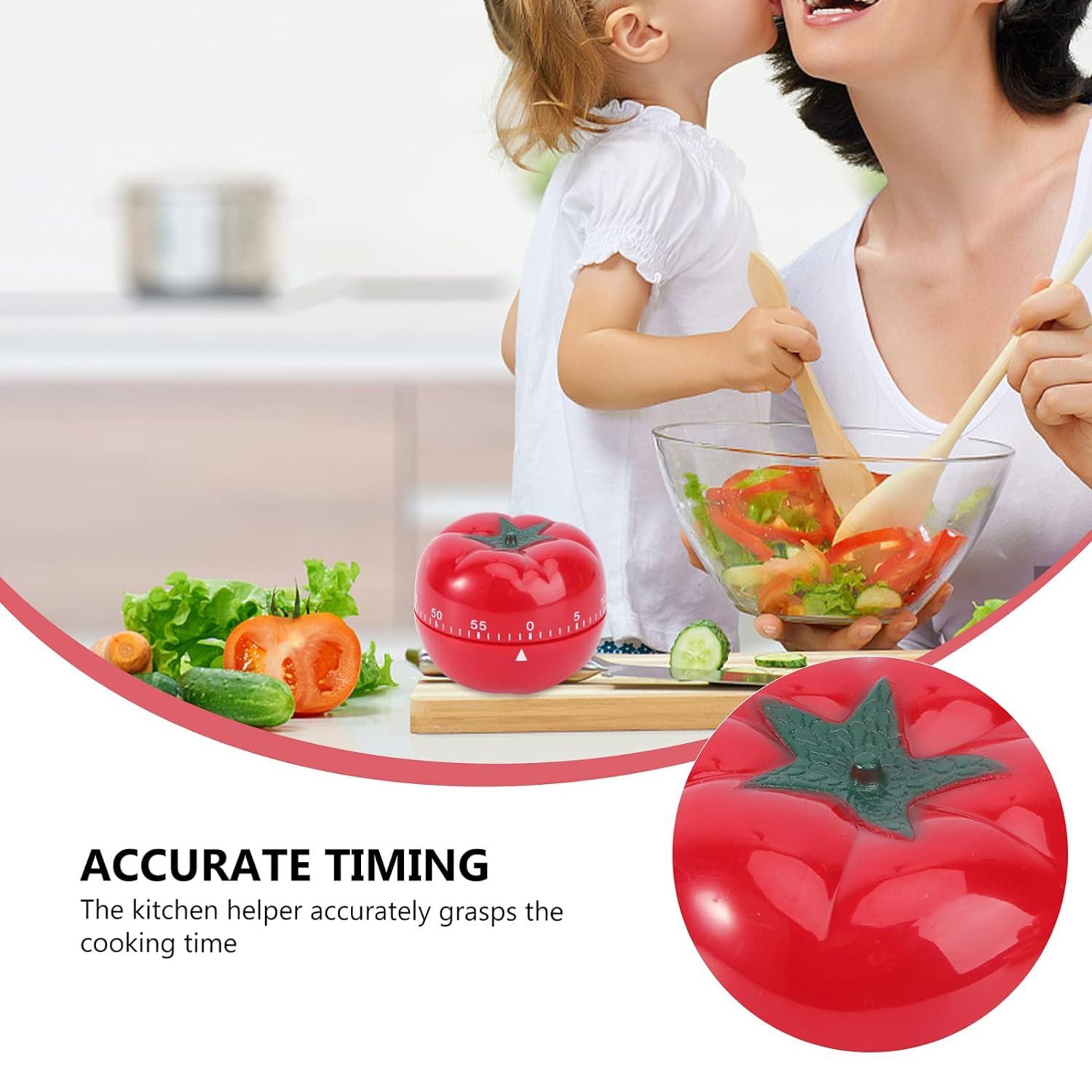 Cute Tomato Kitchen Timer Mechanical Cooking Timer Alarm For Baking  Study Focus 4