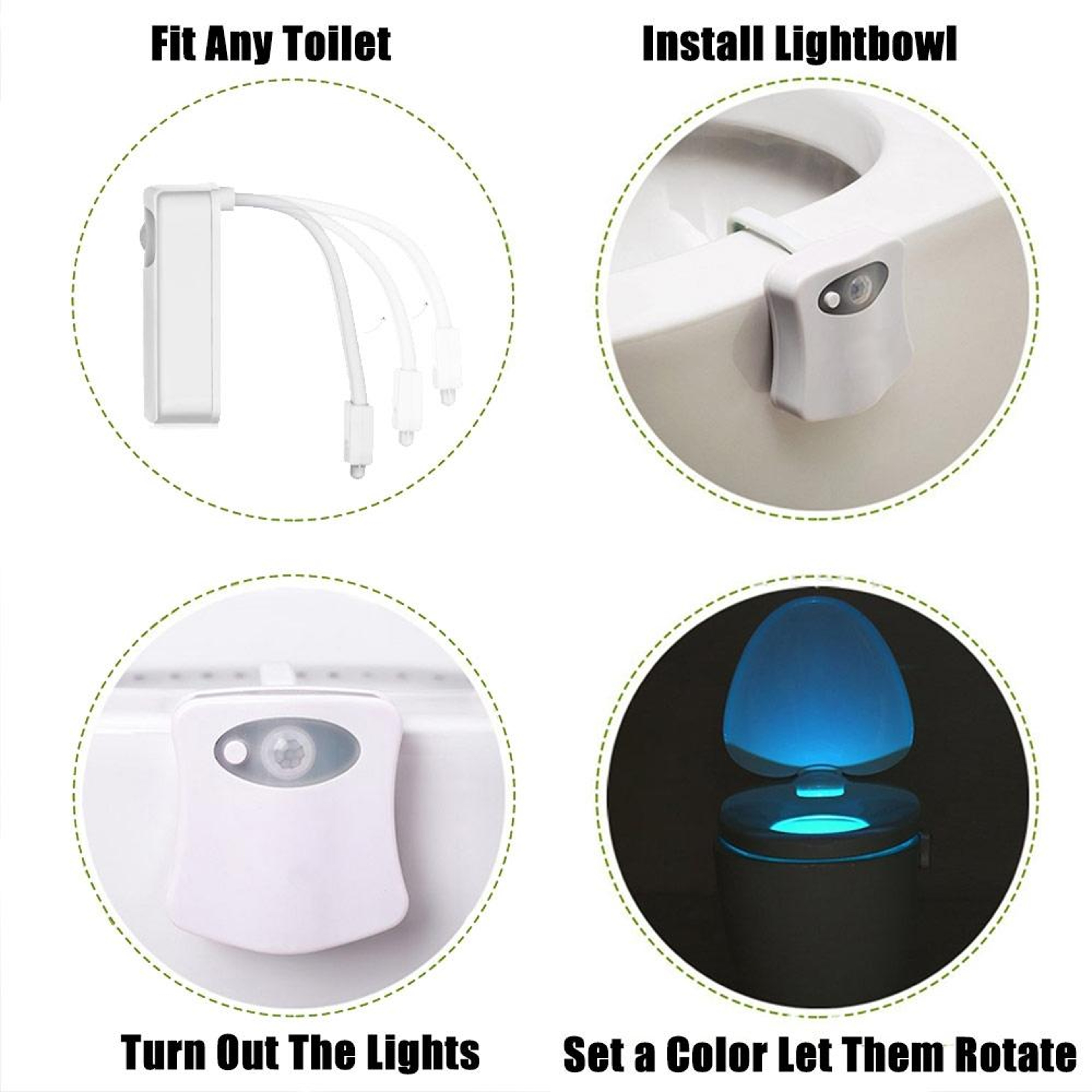 Motion Activated Toilet Night Light with 8 Color LED Bathroom Sensor Light – view 7